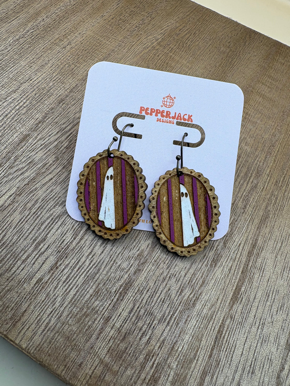 Hand Painted Ghost Earrings | Wooden Halloween Dangle Earrings | 3 Spooky Ghost Styles | Cute Halloween Jewelry | Hypoallergenic Hooks