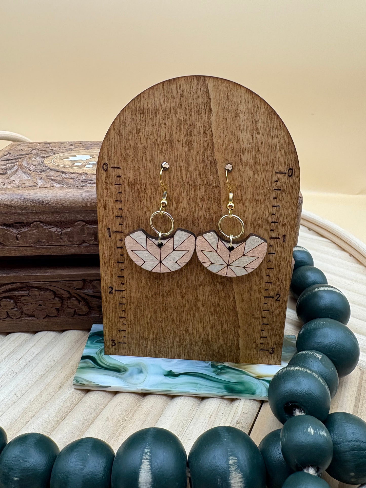 Drop Hoop Pink Chevron Earrings