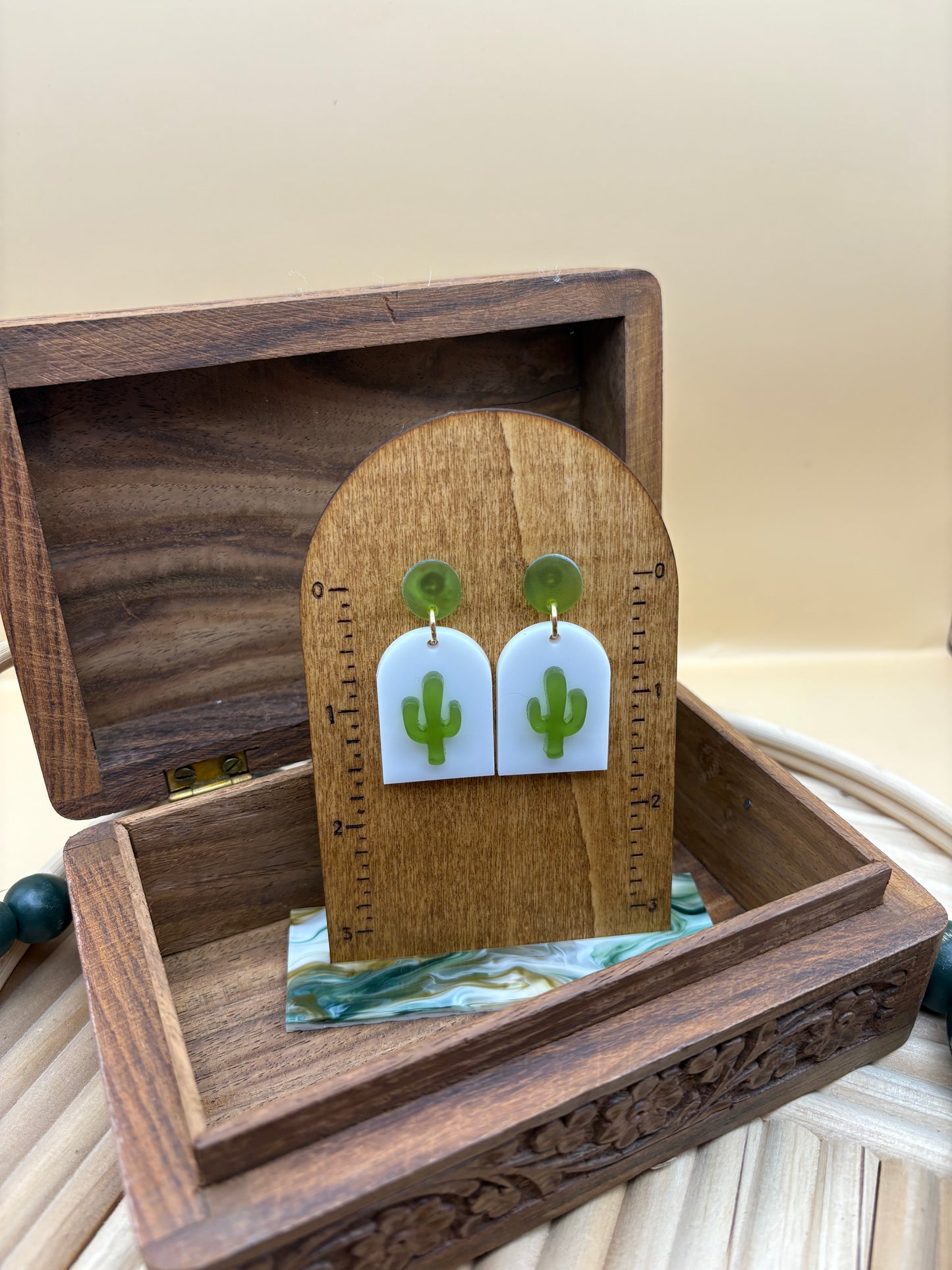 Acrylic Arch Cactus Earrings