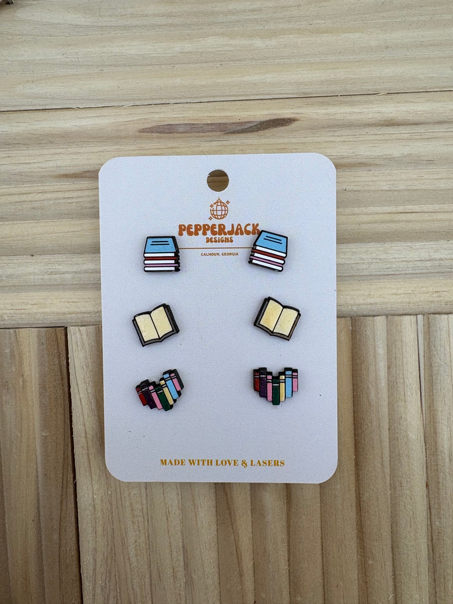 Book Lover Studs - Pack of 3 Earrings