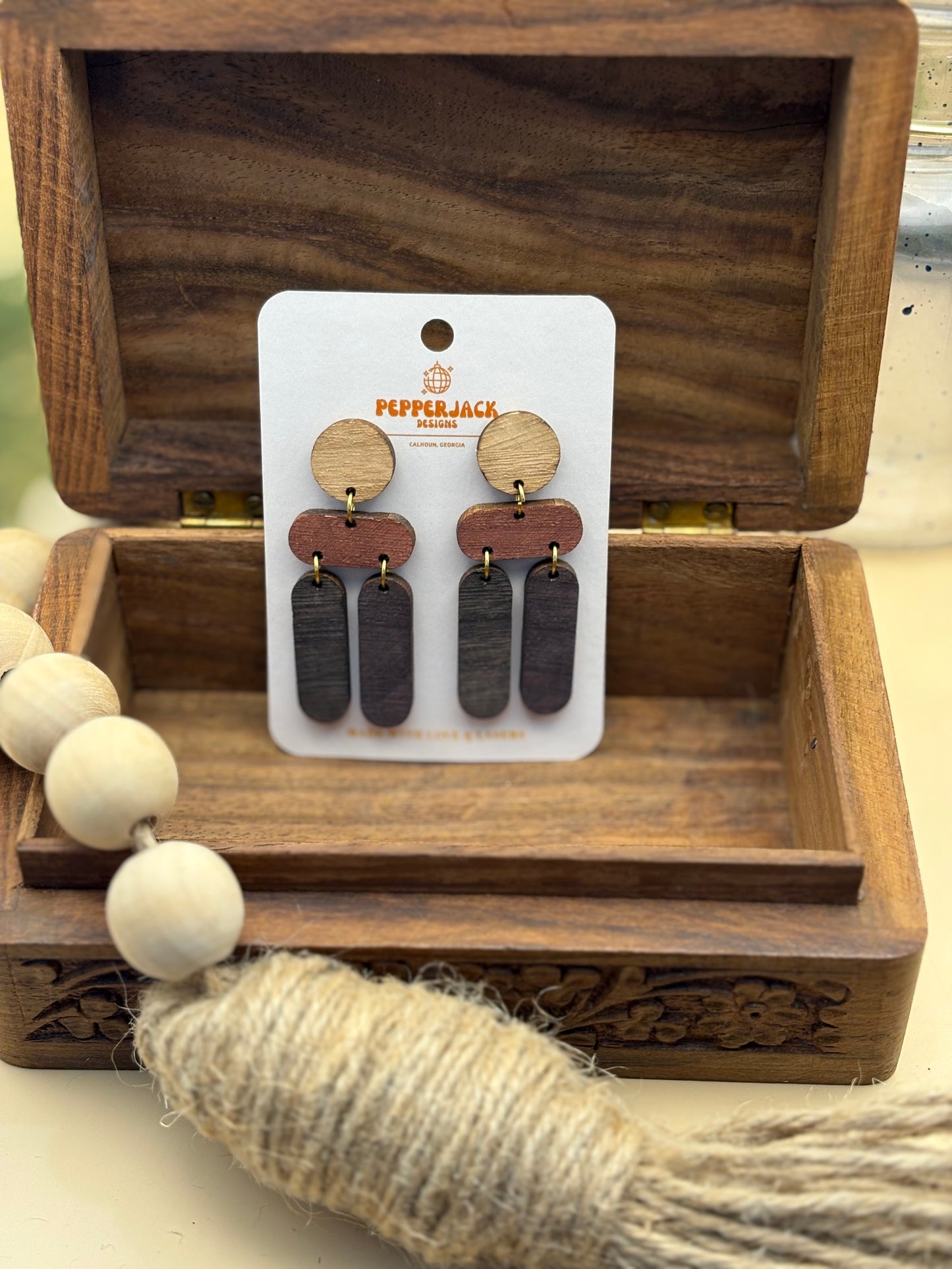 Geometric w/ 2 long ovals Earrings