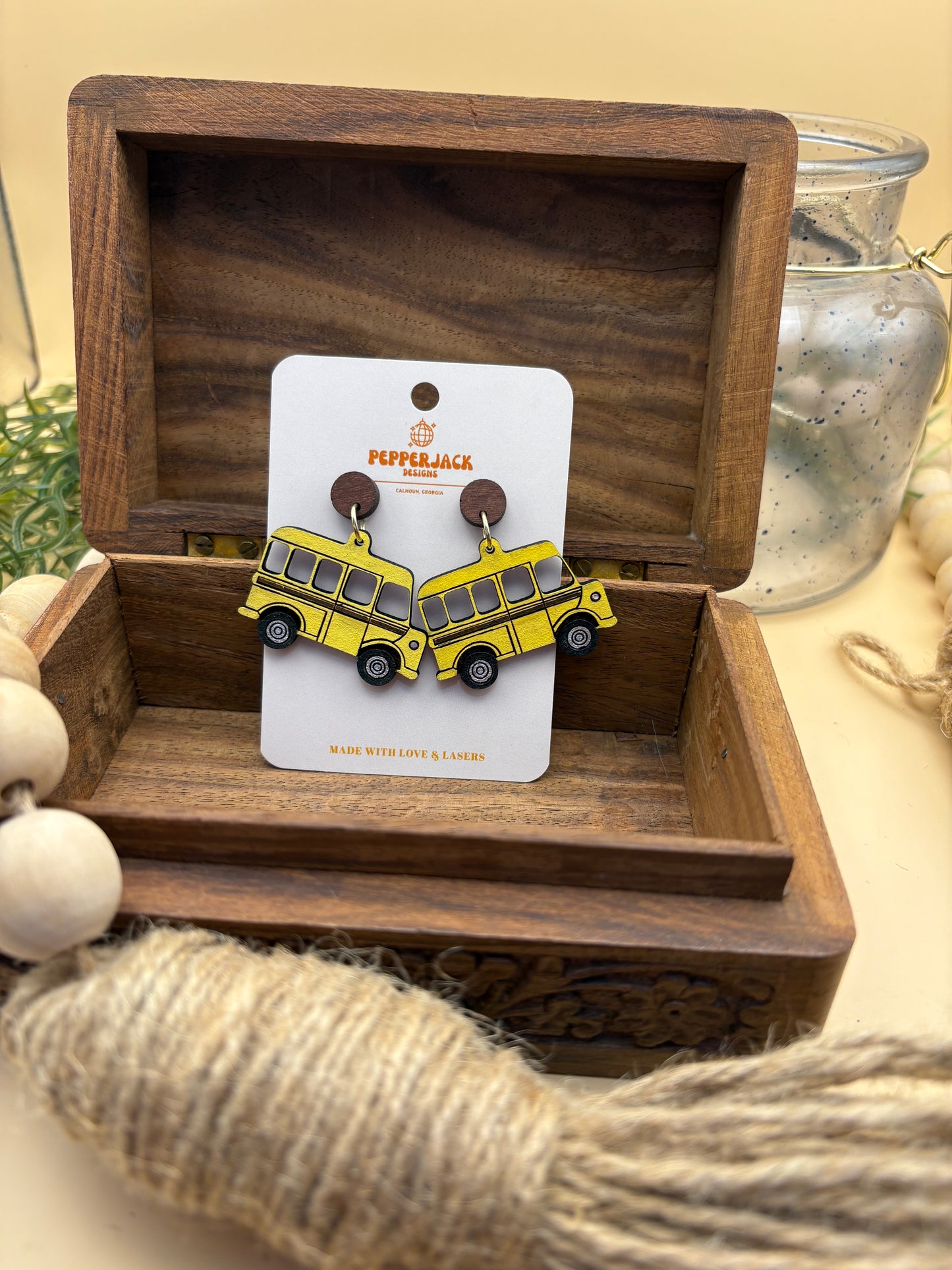 School Bus Dangle Earrings