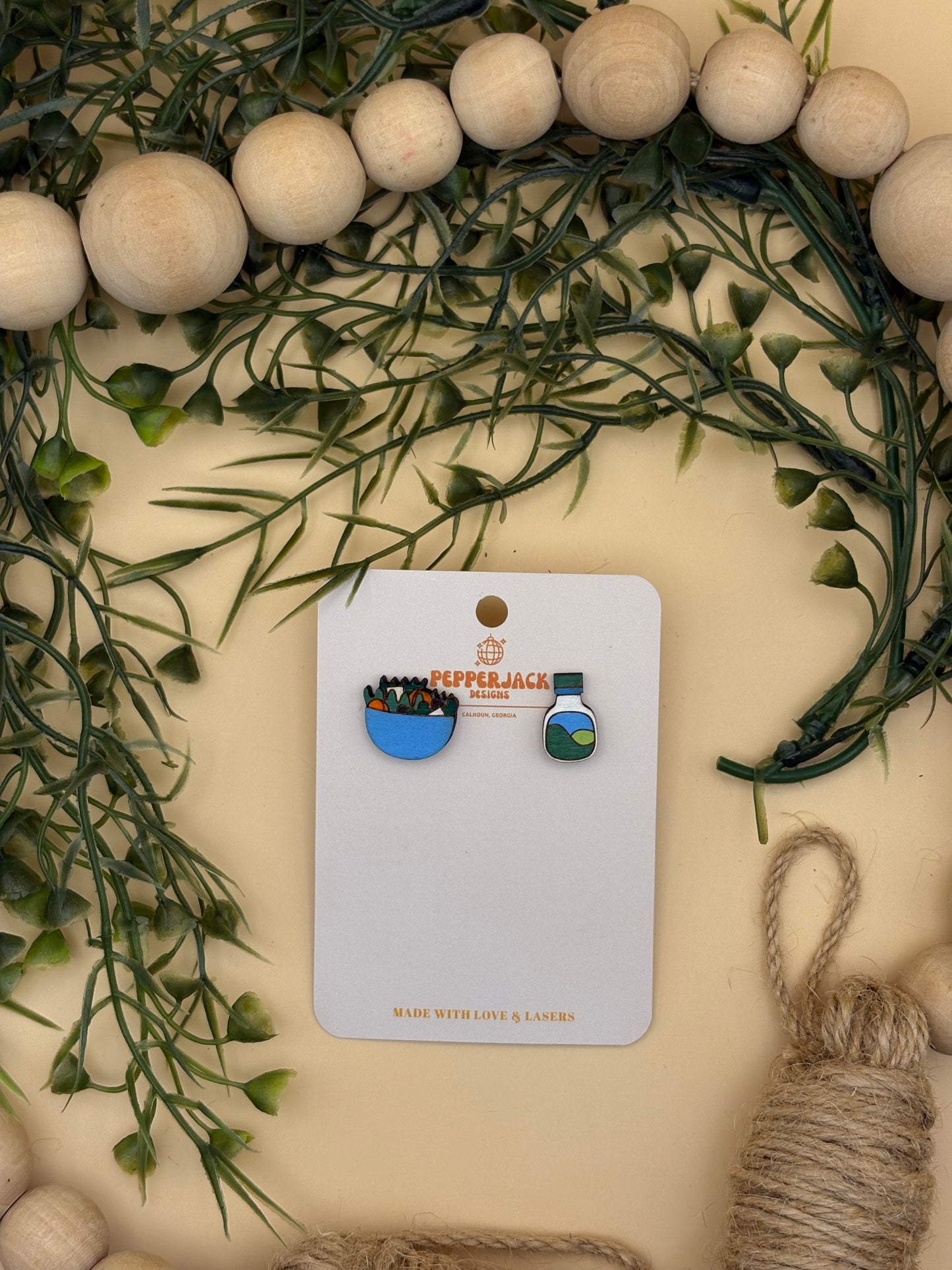 Ranch Bottle & Salad Stud Set Earrings