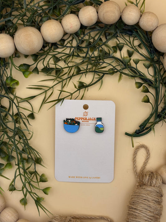 Ranch Bottle & Salad Stud Set Earrings