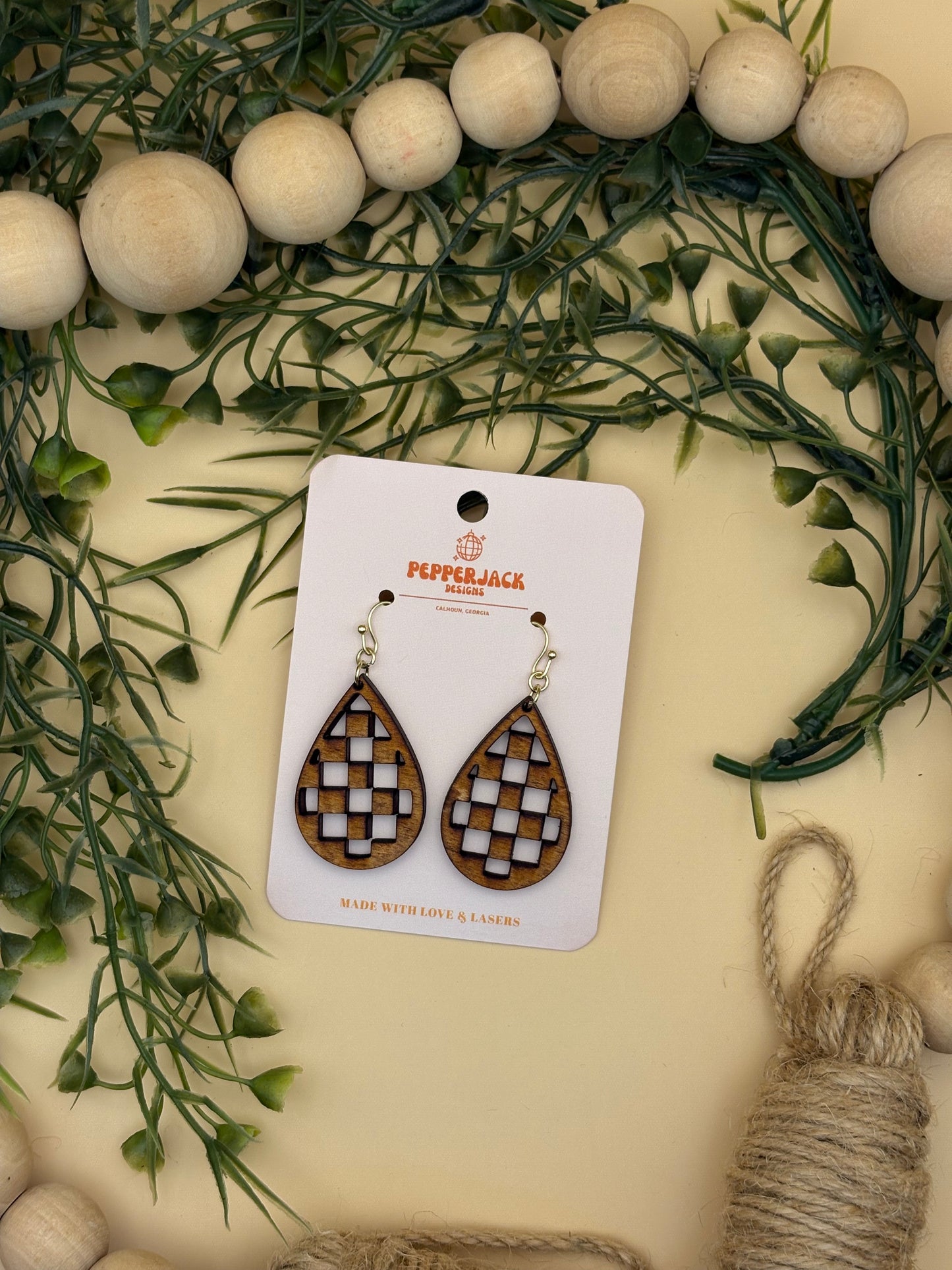 Checkerprint Teardrop Earrings