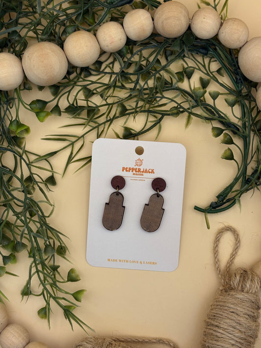 Engraved Lines Oval Drop Earrings