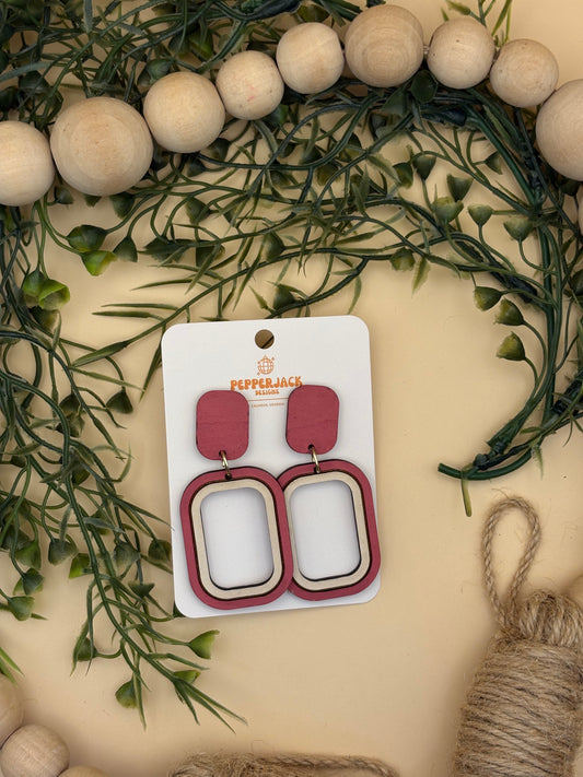 Pink & Cream Rectangle Earrings