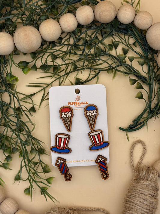 4th of July Stud Earring Set of 3