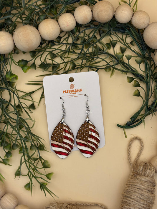 Engraved Flag Earrings