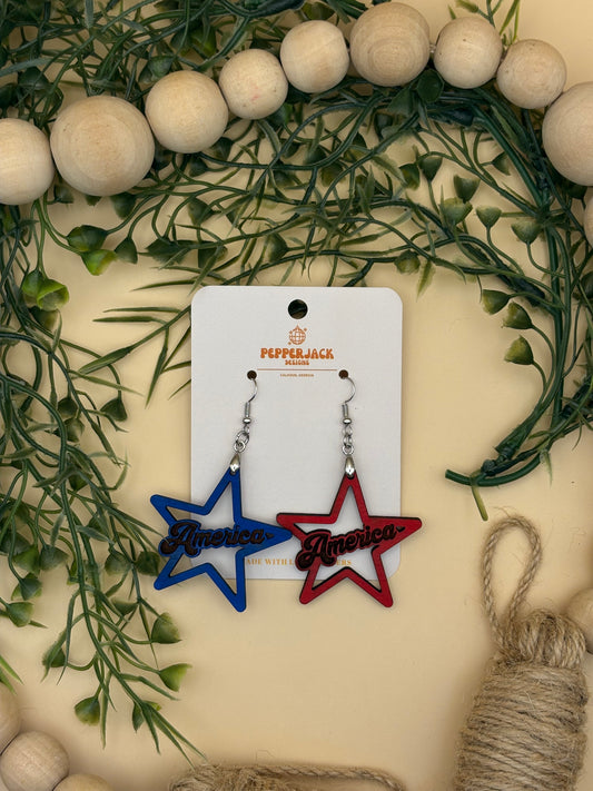 America Star Dangle Earrings