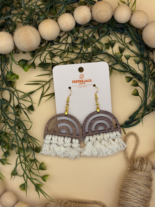 Boho Macrame Rainbow Earrings
