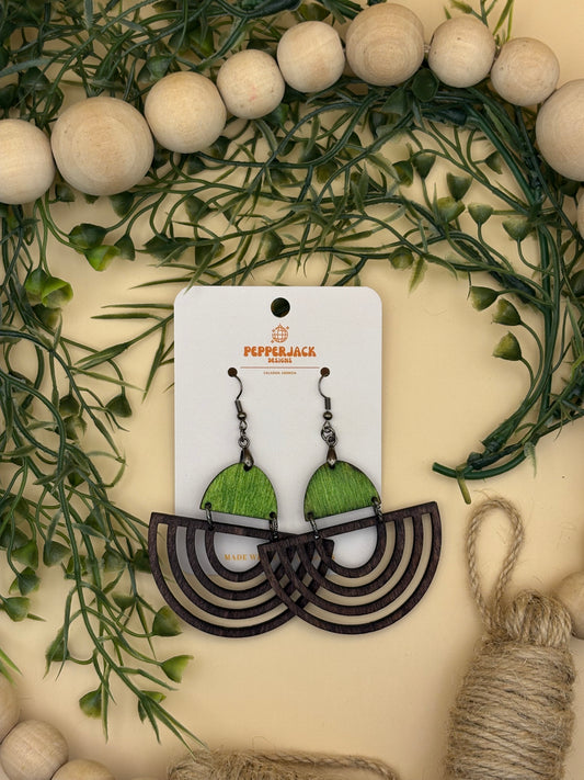 Funky Green Upside Down Arch Earrings