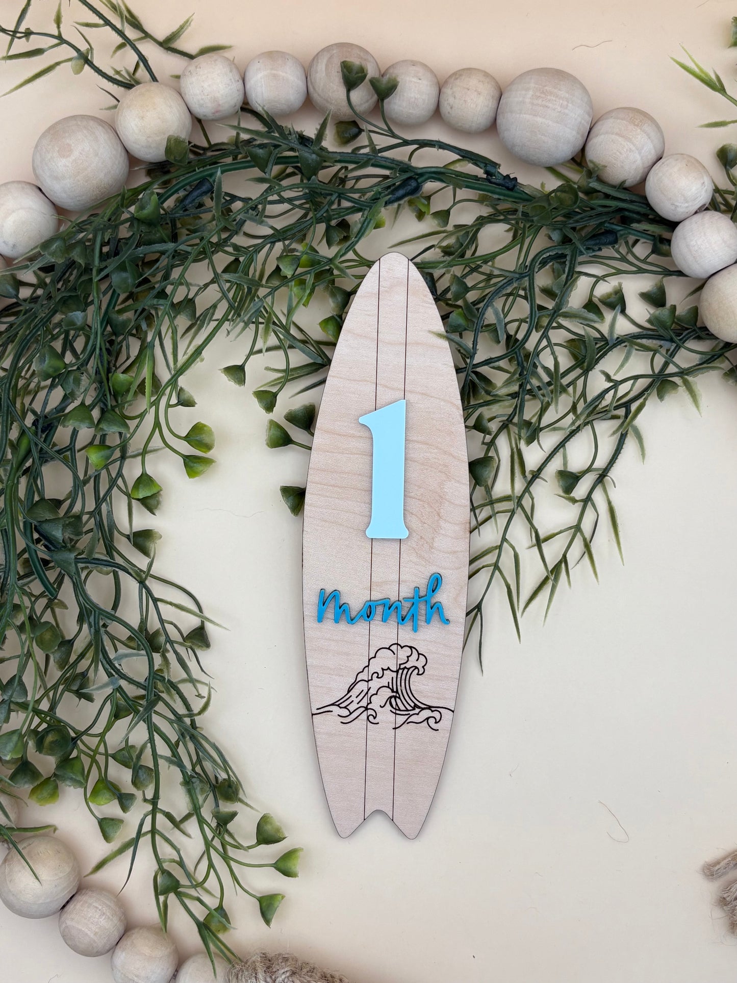 Surfboard Monthly Baby Milestone Marker Signs