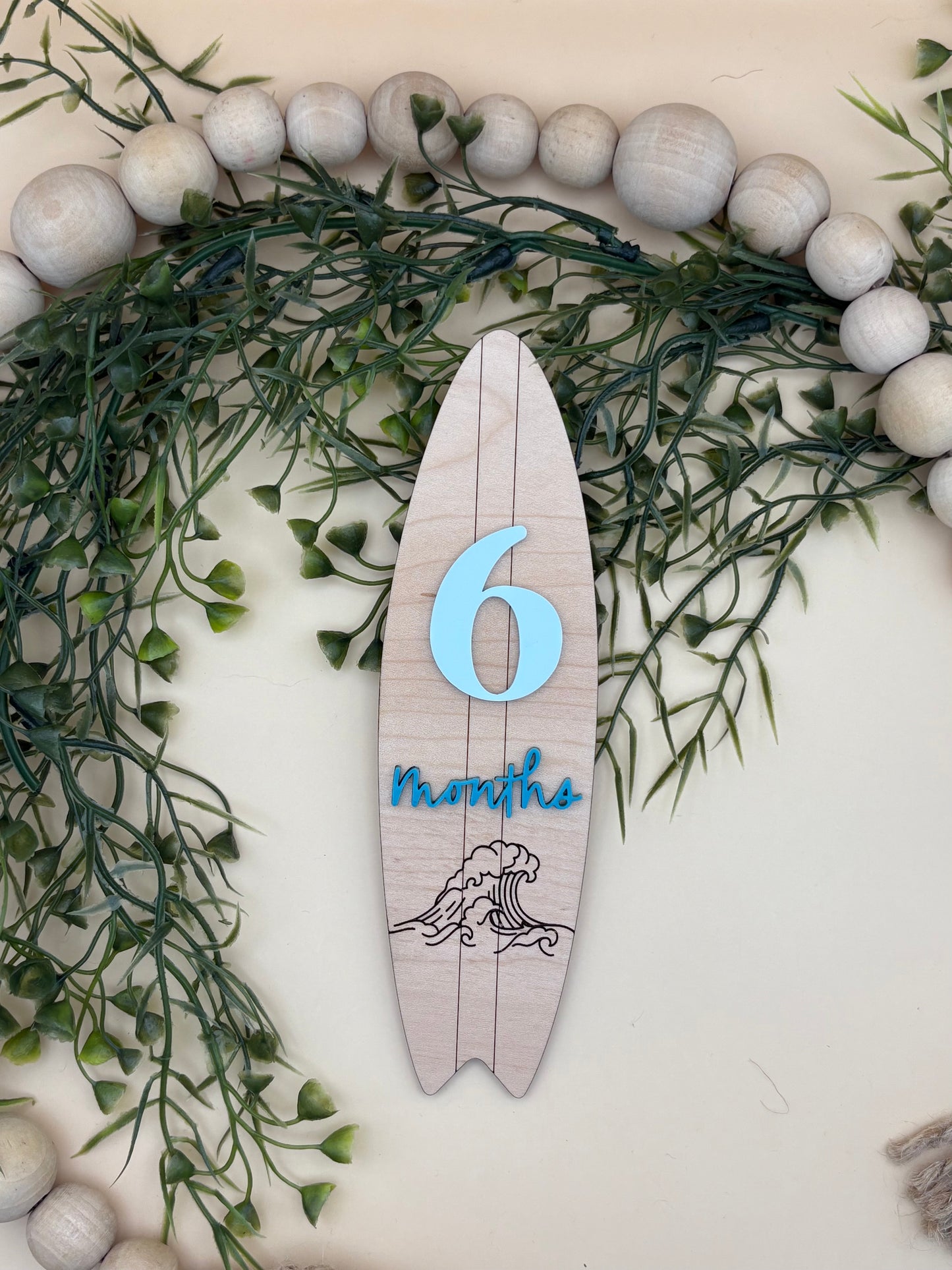 Surfboard Monthly Baby Milestone Marker Signs