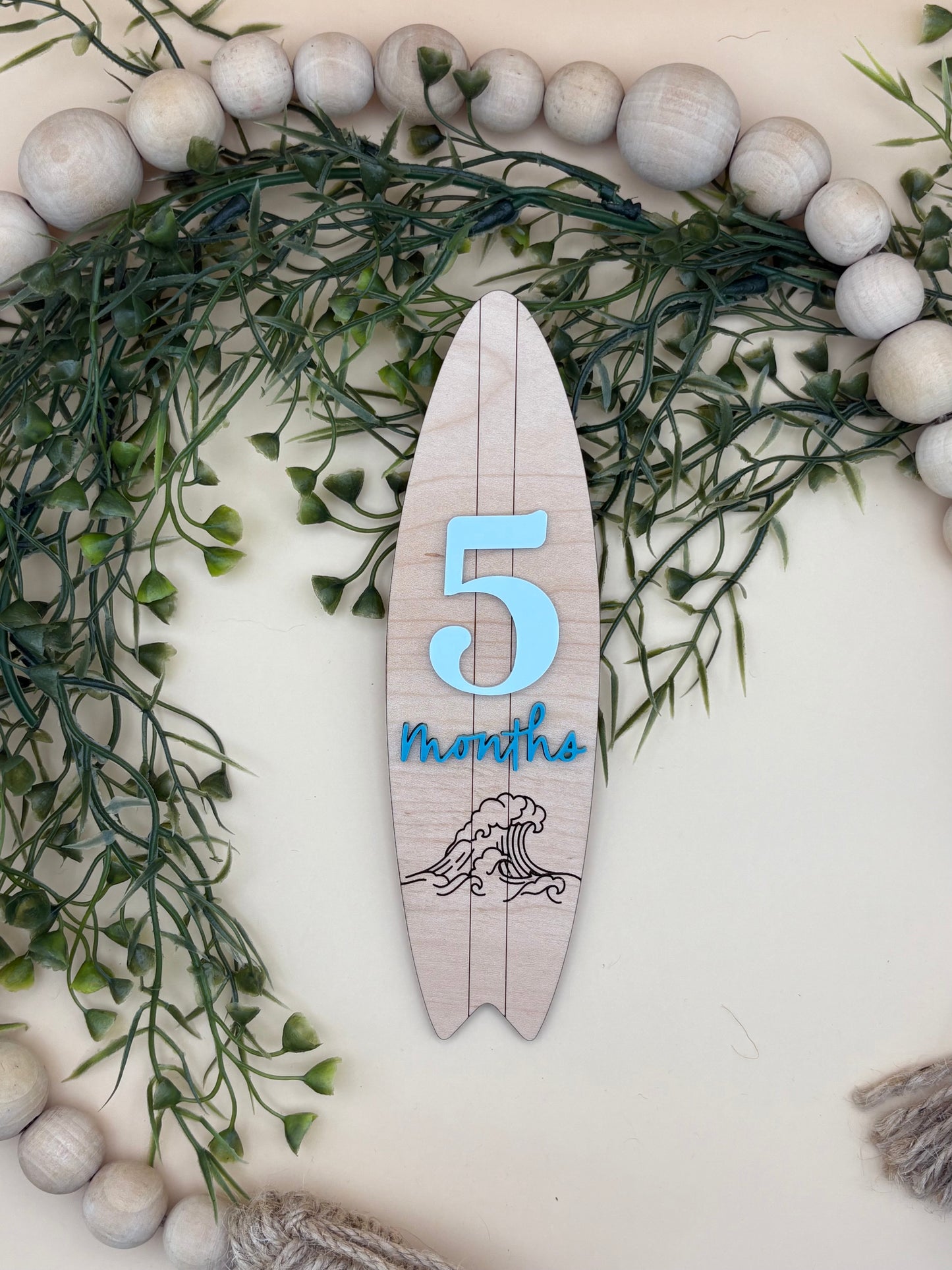 Surfboard Monthly Baby Milestone Marker Signs