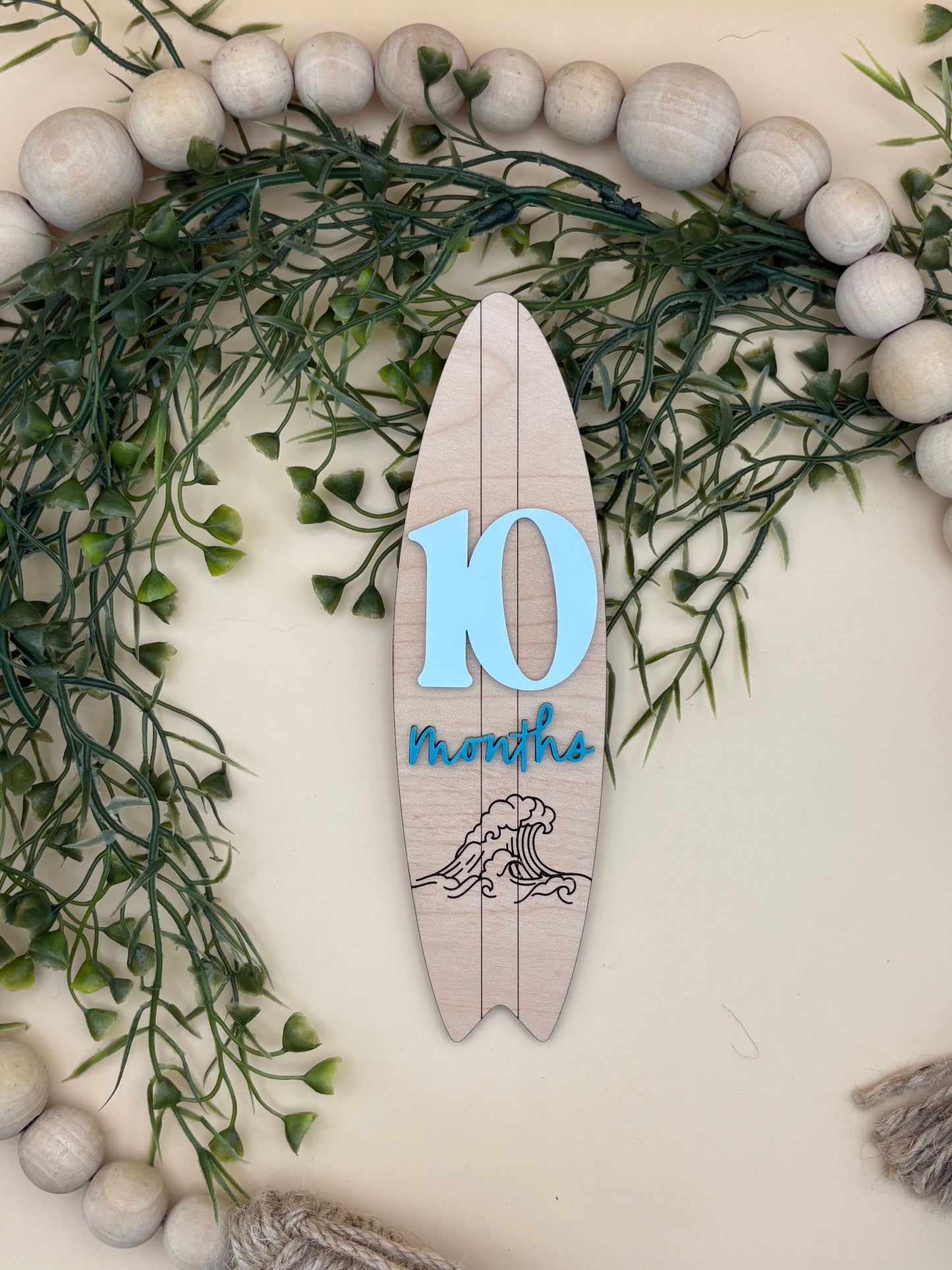 Surfboard Monthly Baby Milestone Marker Signs