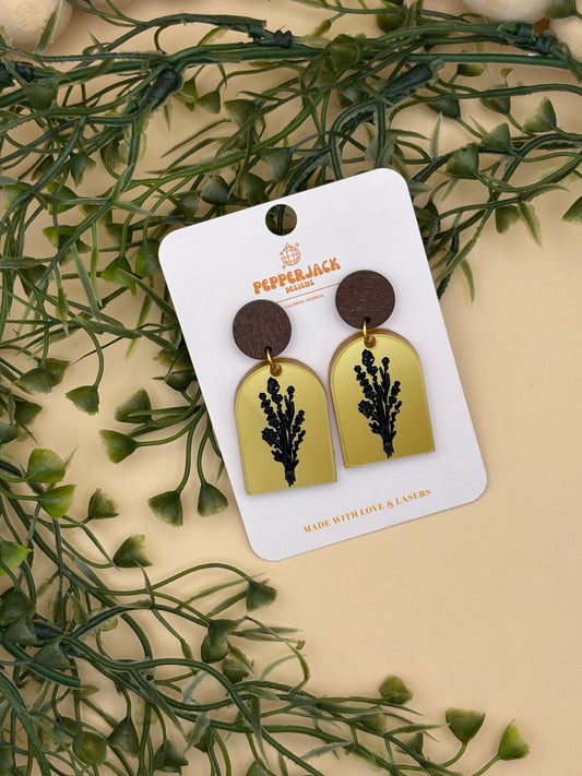 Gold Acrylic Arch w/ Floral Bouquet Earrings