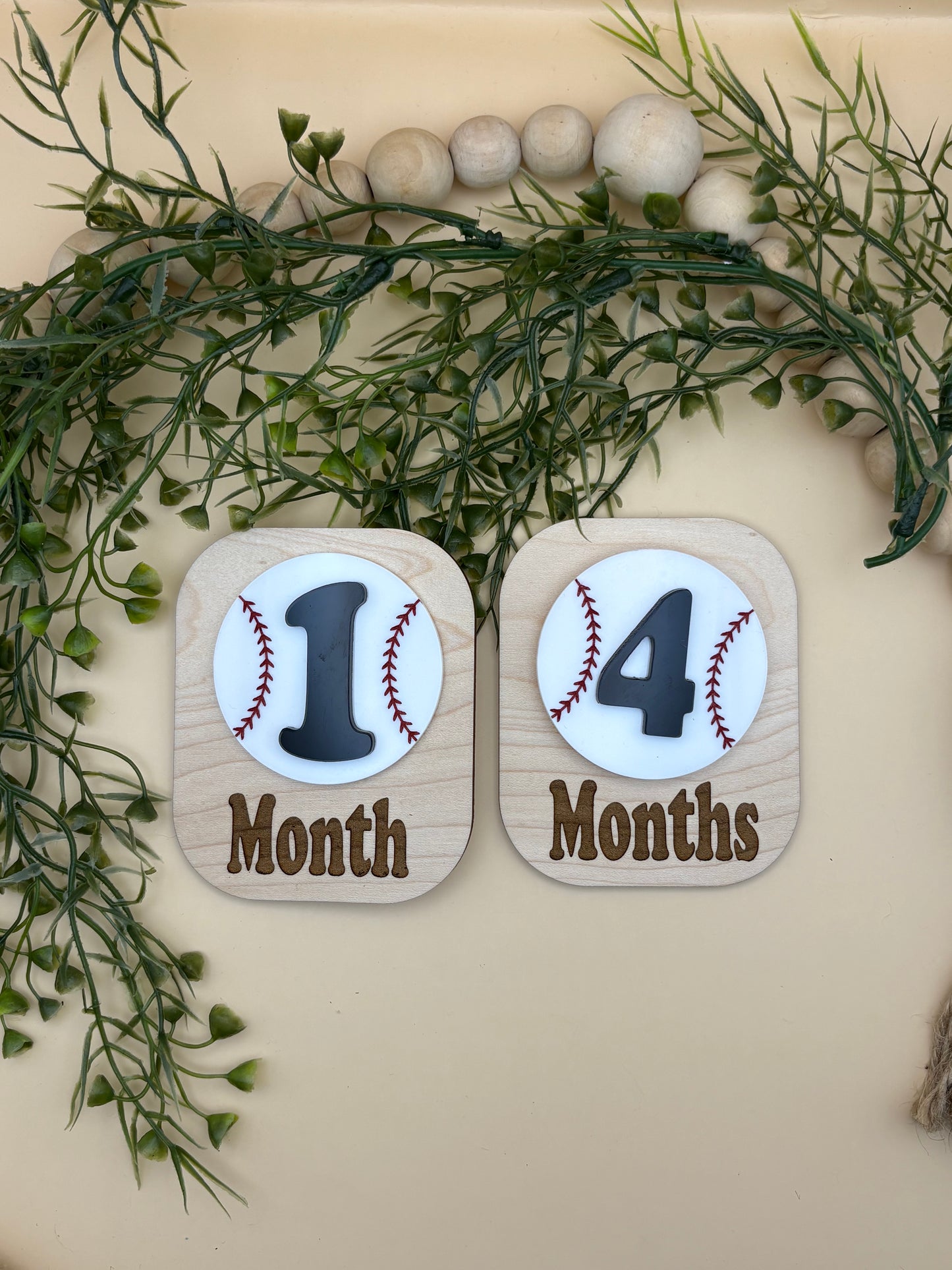 Baseball Baby Monthly Milestone Marker Sign Set