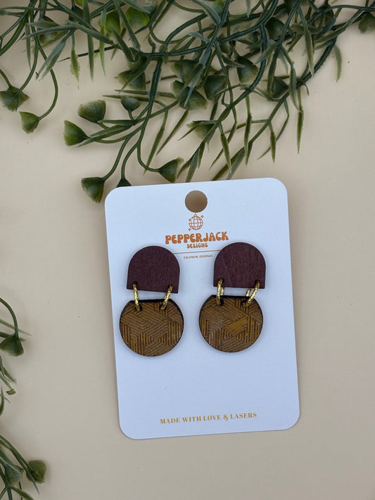 Geometric Box Lines Double Drop Hoop Earrings