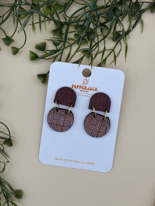 Chevron Arrow Line Double Drop Hoop Earrings