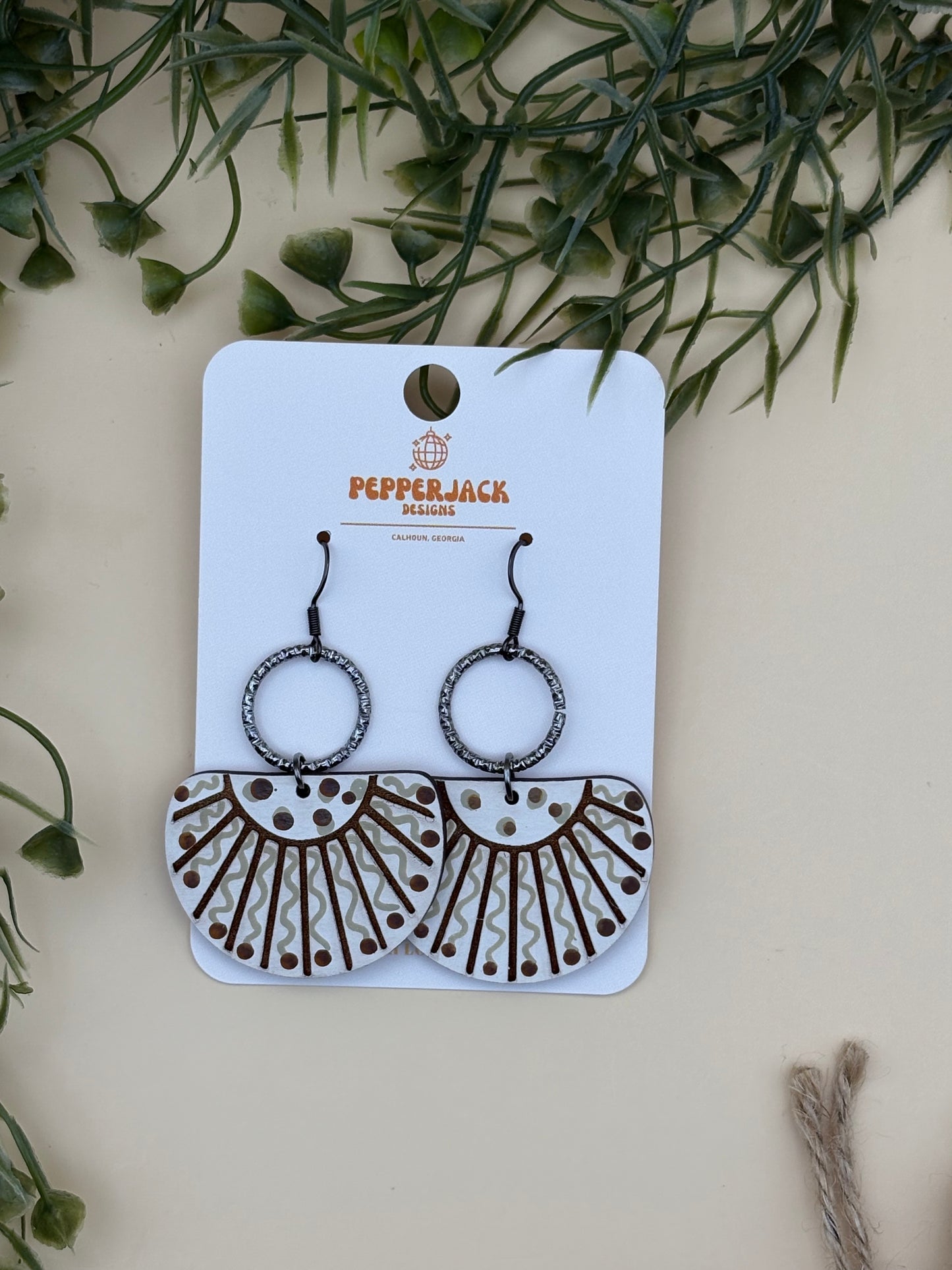Boho Inverse Sun Circle Drop Earrings
