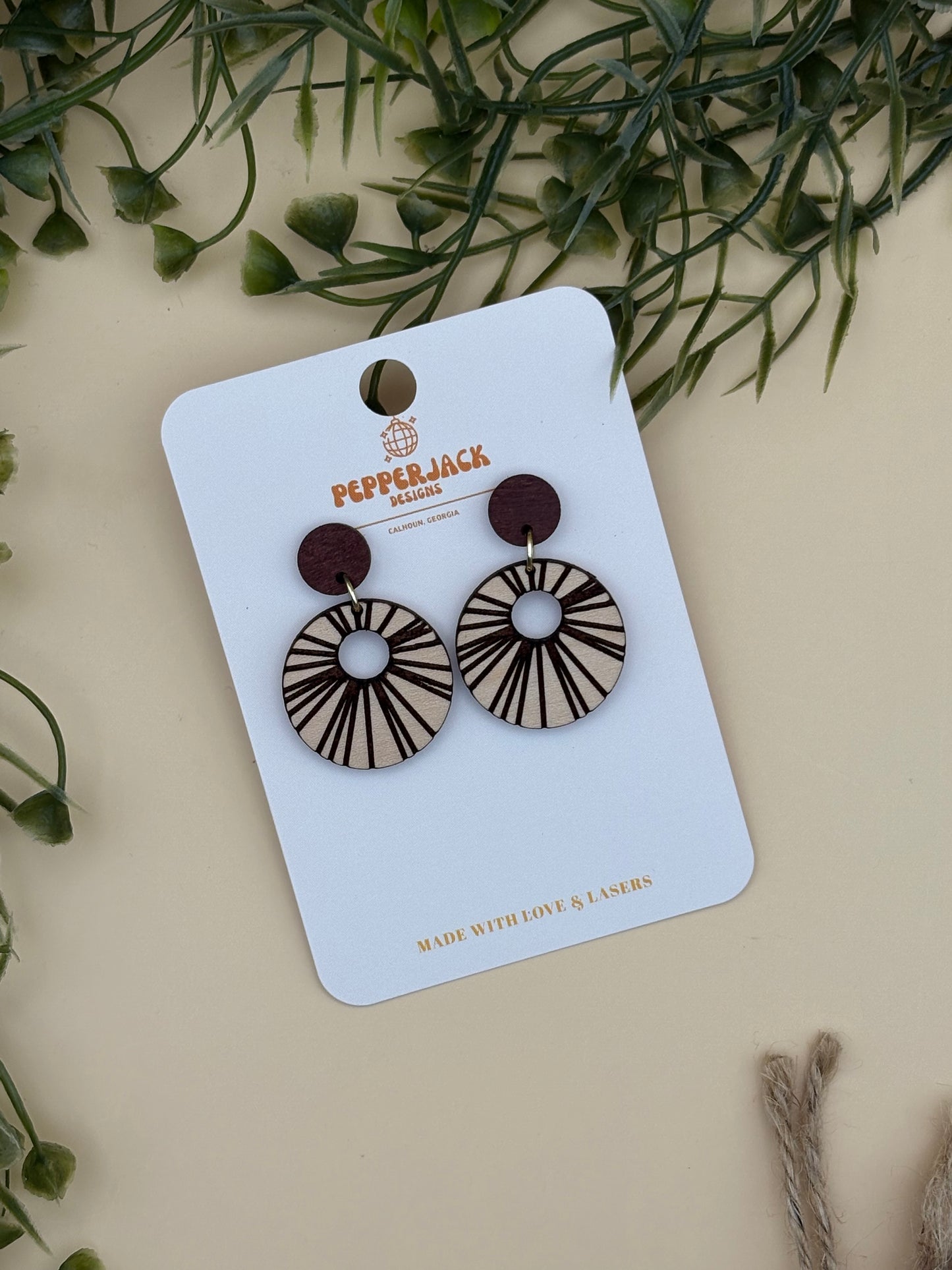 Modern Sunburst Circle Earrings