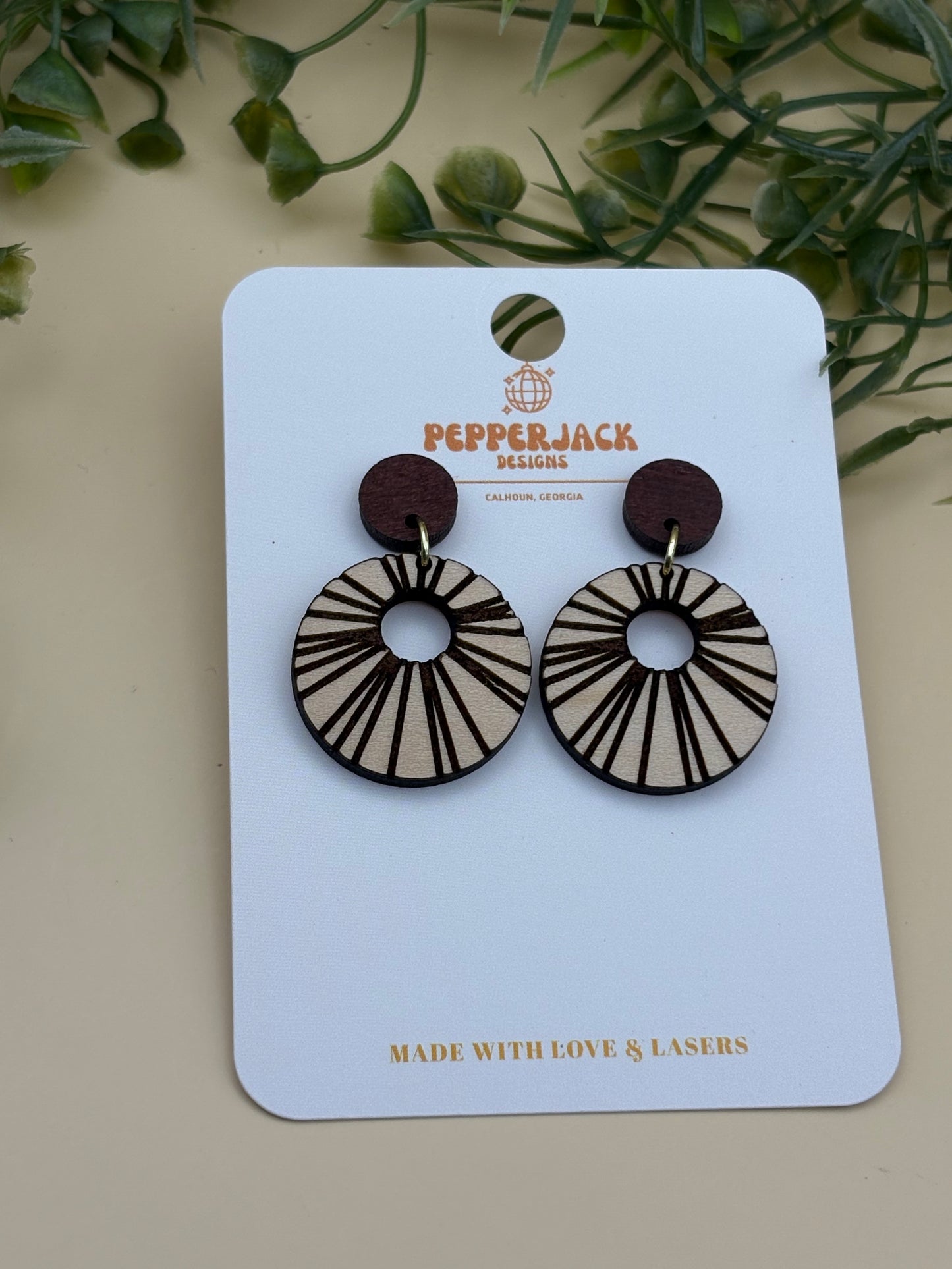 Modern Sunburst Circle Earrings