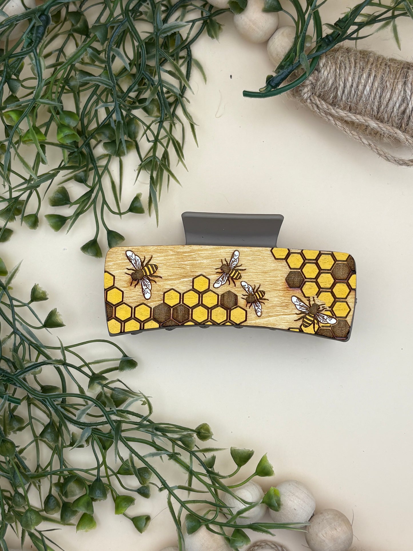 Honeybee & Honeycomb Claw Clip