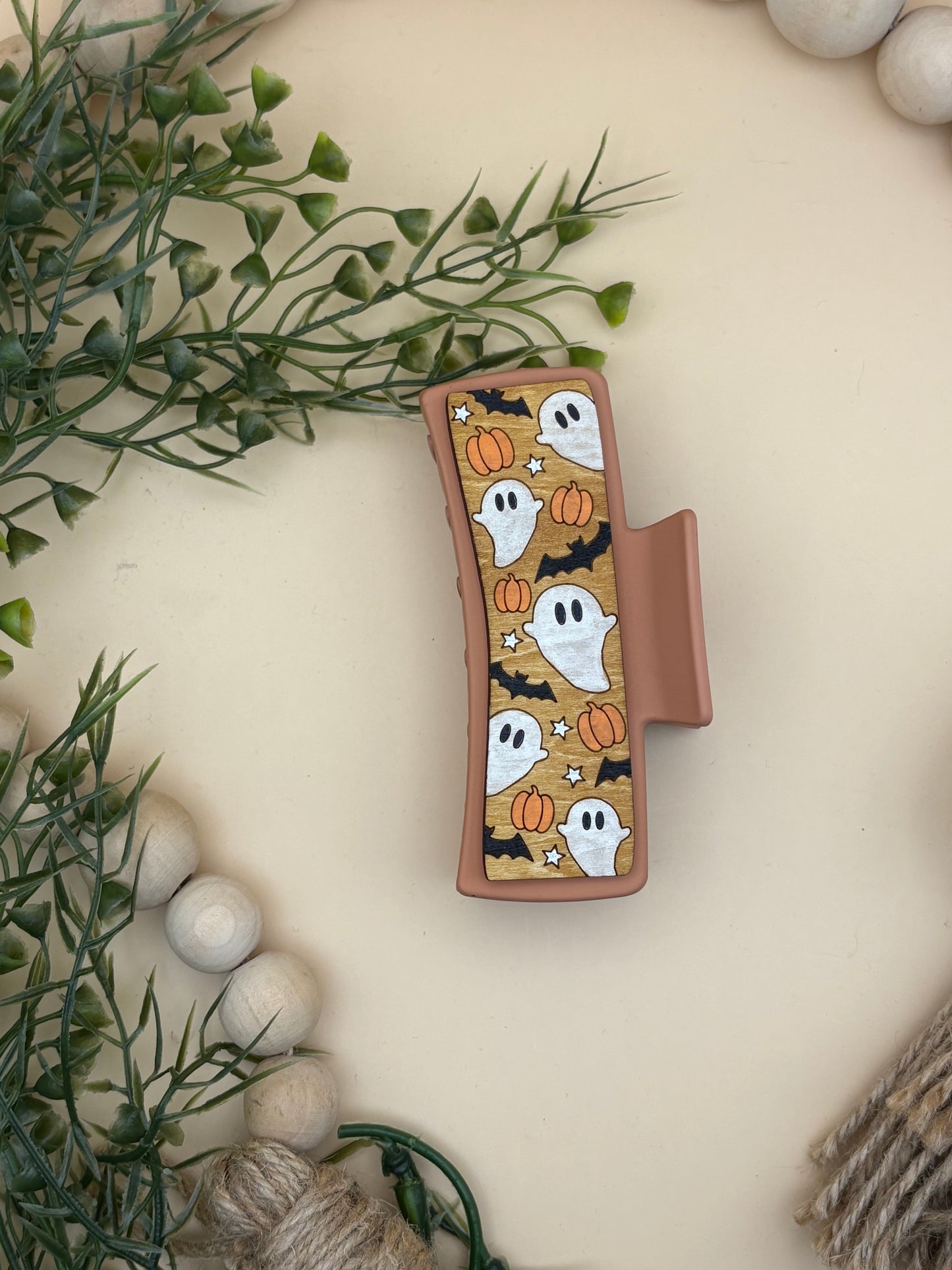 Ghosts, Bats, & Pumpkins Pattern Hair/Claw Clip