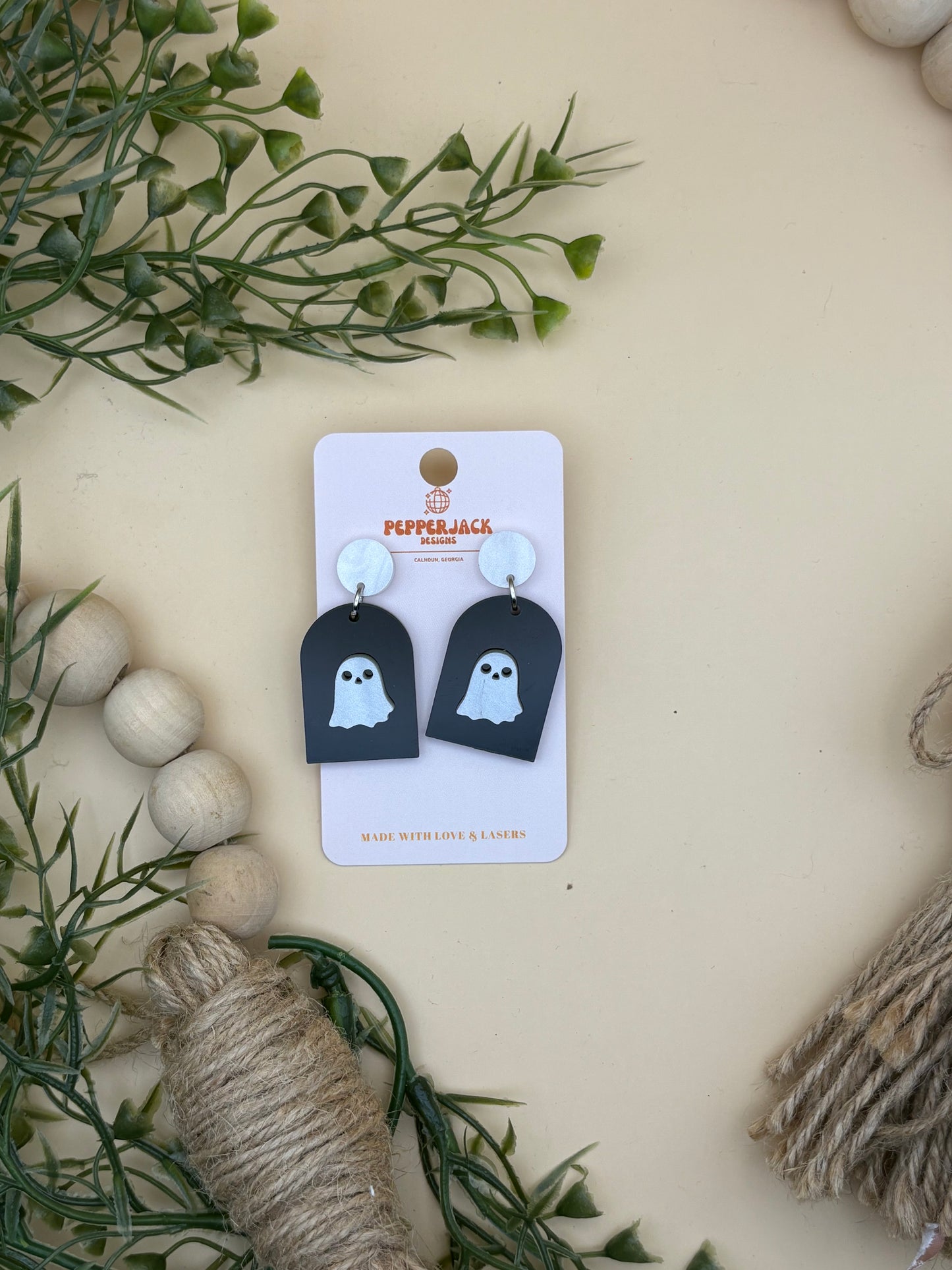 Ghost Cutout On Arch Acrylic Earrings