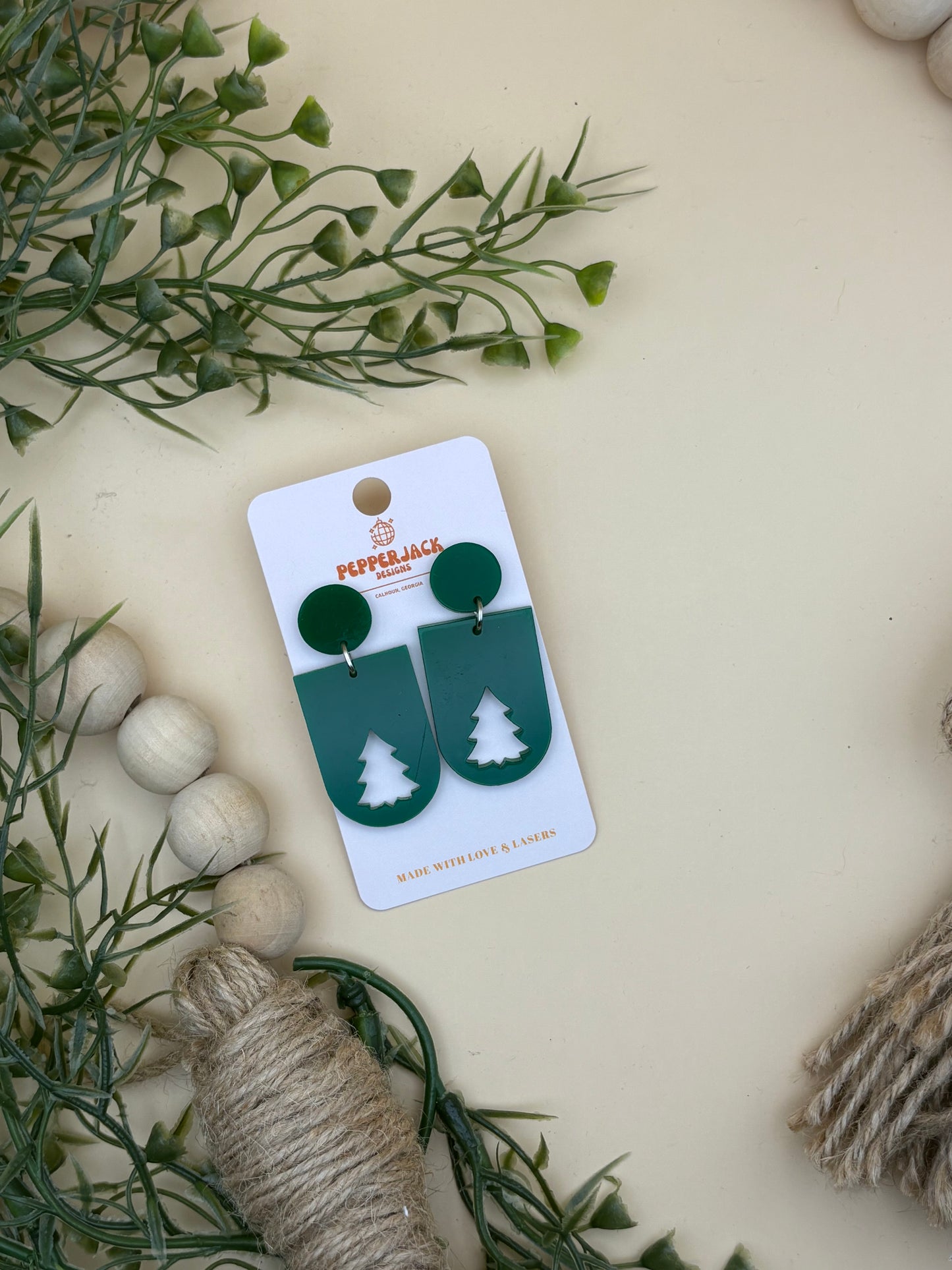 Upside Down Arch With Tree Cutout Acrylic Earrings