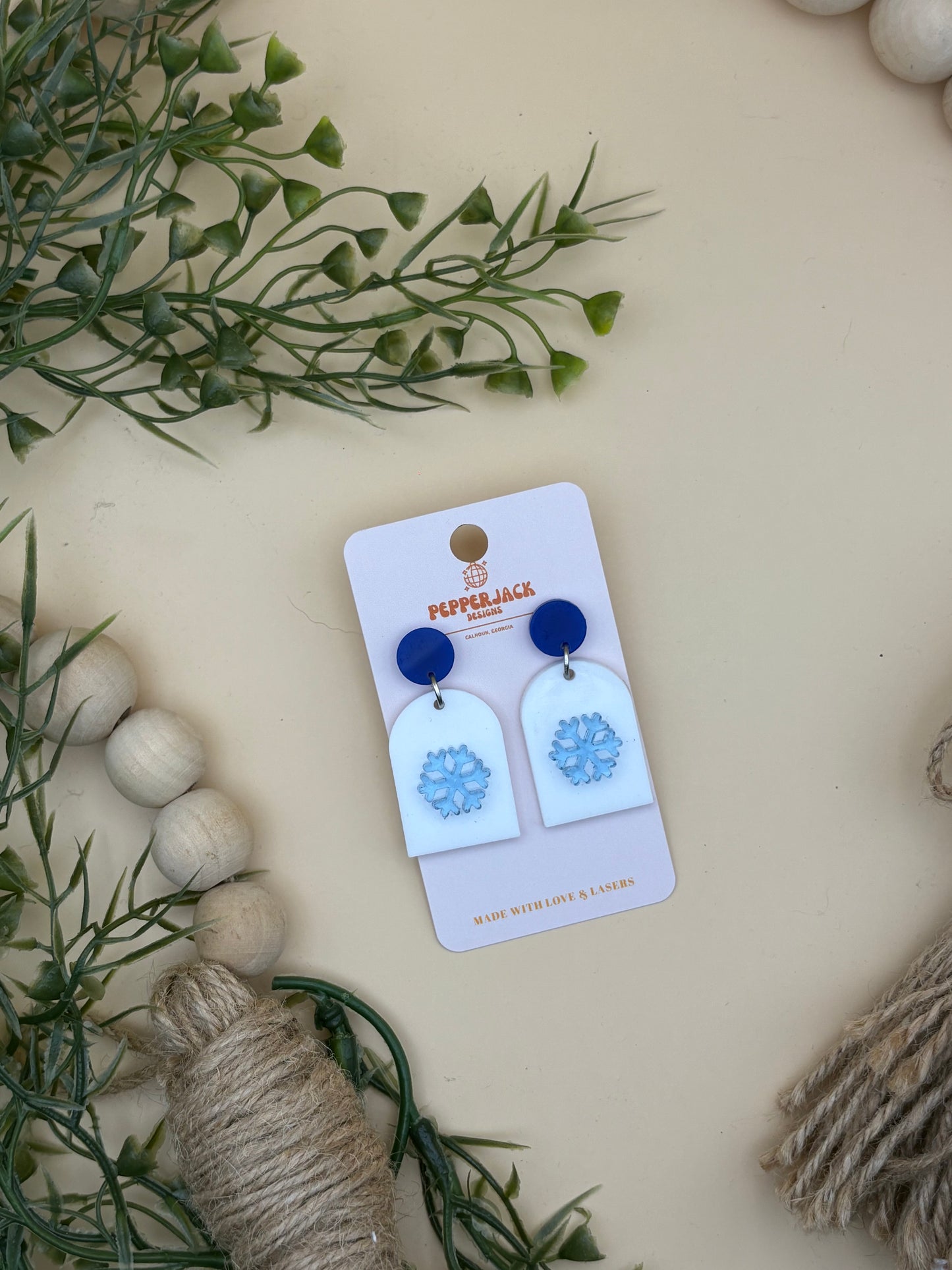Snowflake Acrylic Arch Earrings