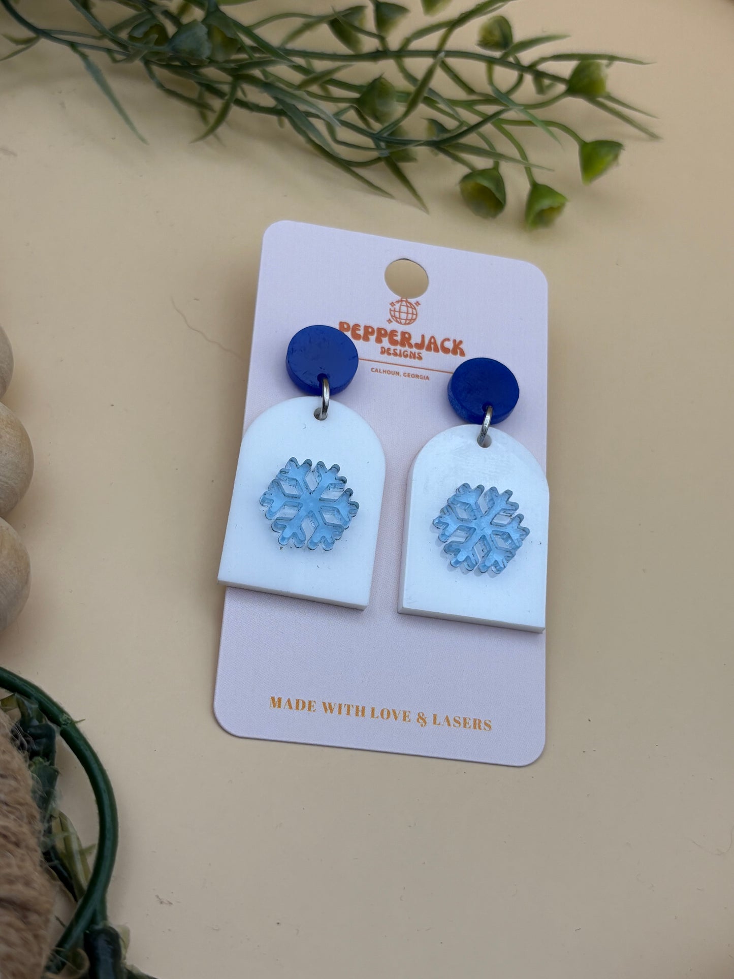 Snowflake Acrylic Arch Earrings