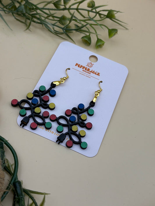 Tangled Christmas Lights Christmas Tree Earrings
