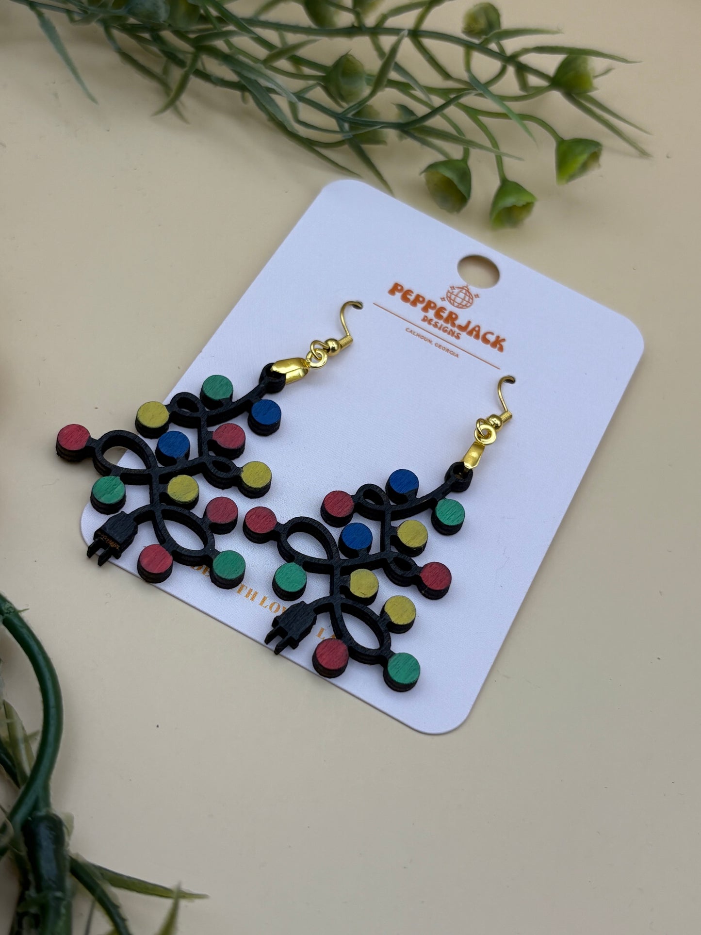 Tangled Christmas Lights Christmas Tree Earrings