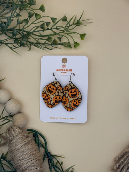 Jack-O-Lantern Pattern Earrings