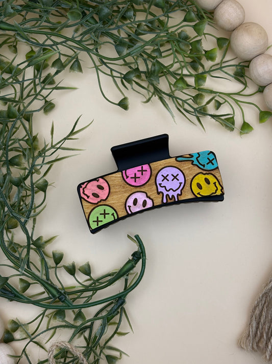 Neon Melting Smiley Face Small Hair/Claw Clip