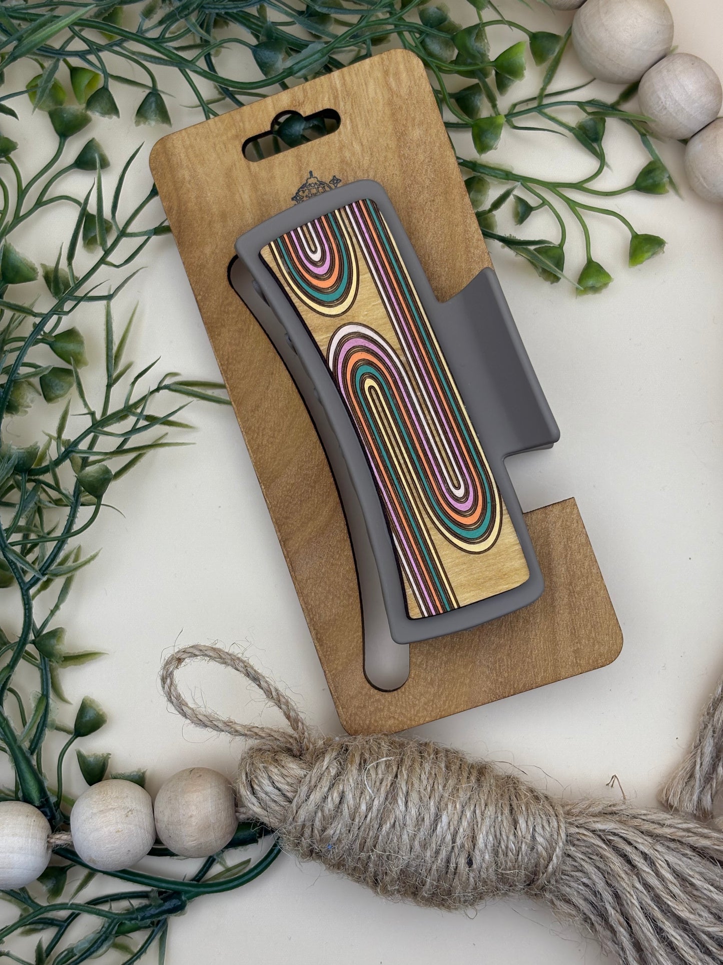 Retro 70s Lines Claw Clip