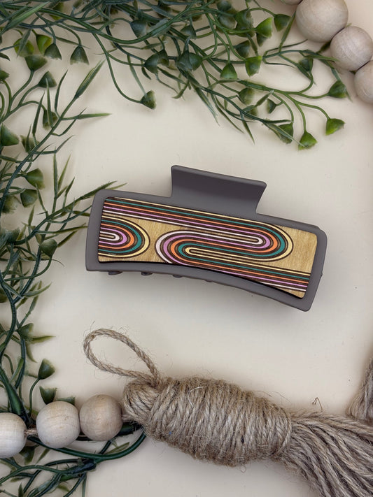 Retro 70s Lines Claw Clip