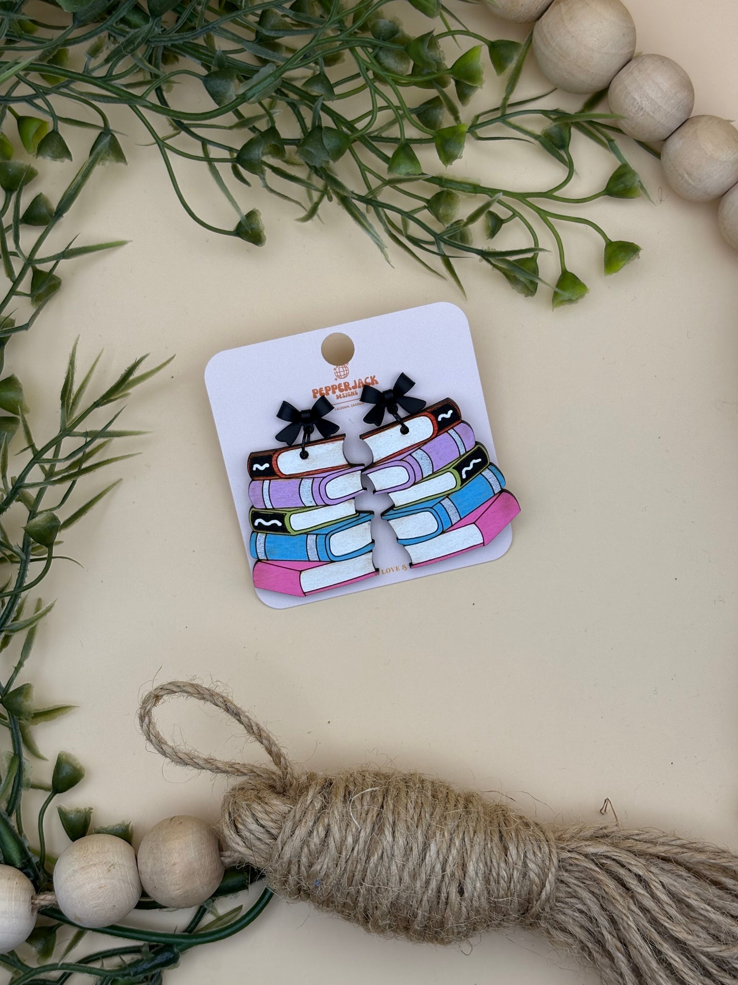 Stacked Books Dangle Earrings