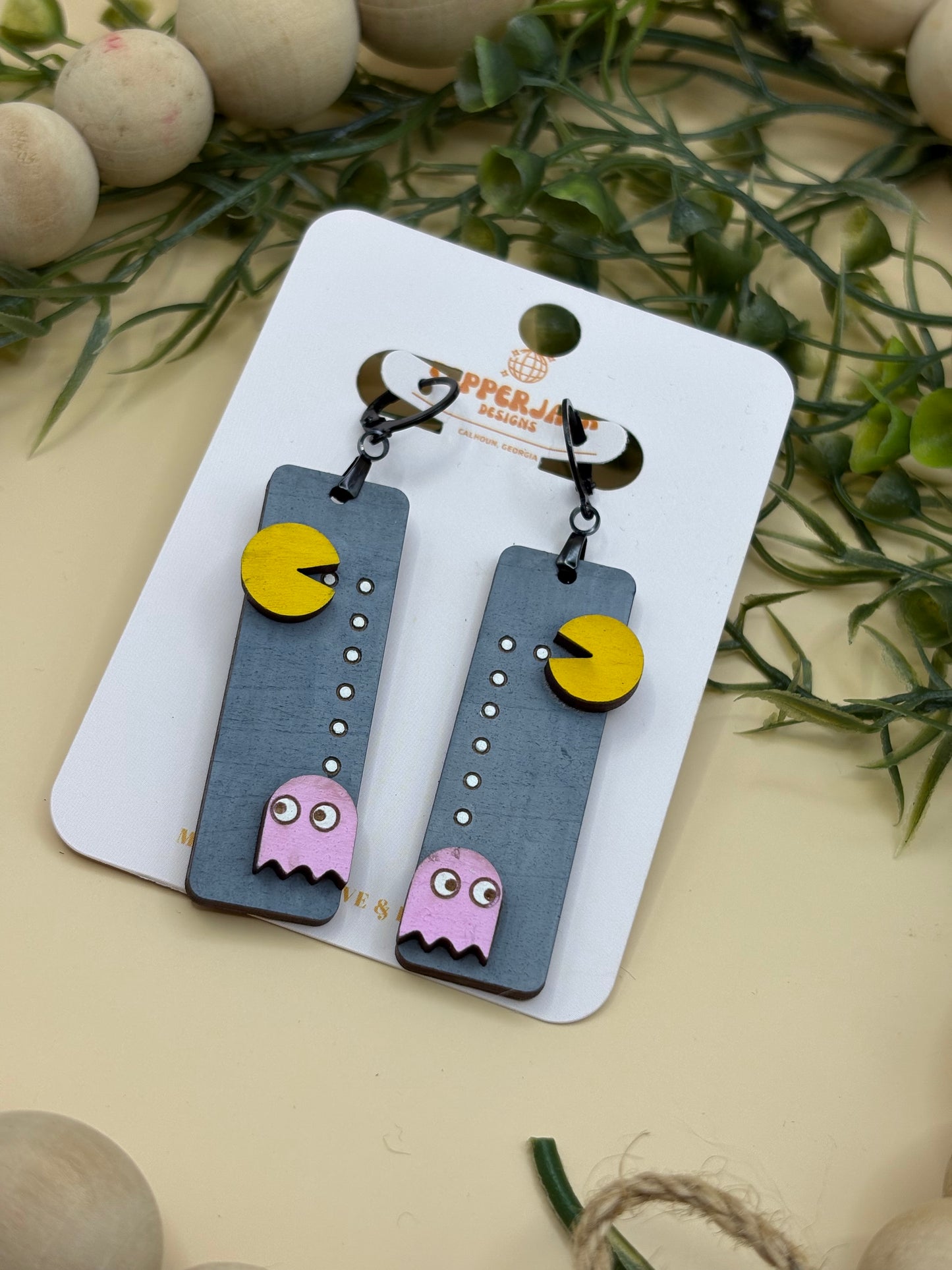 Retro Pac Man Earrings