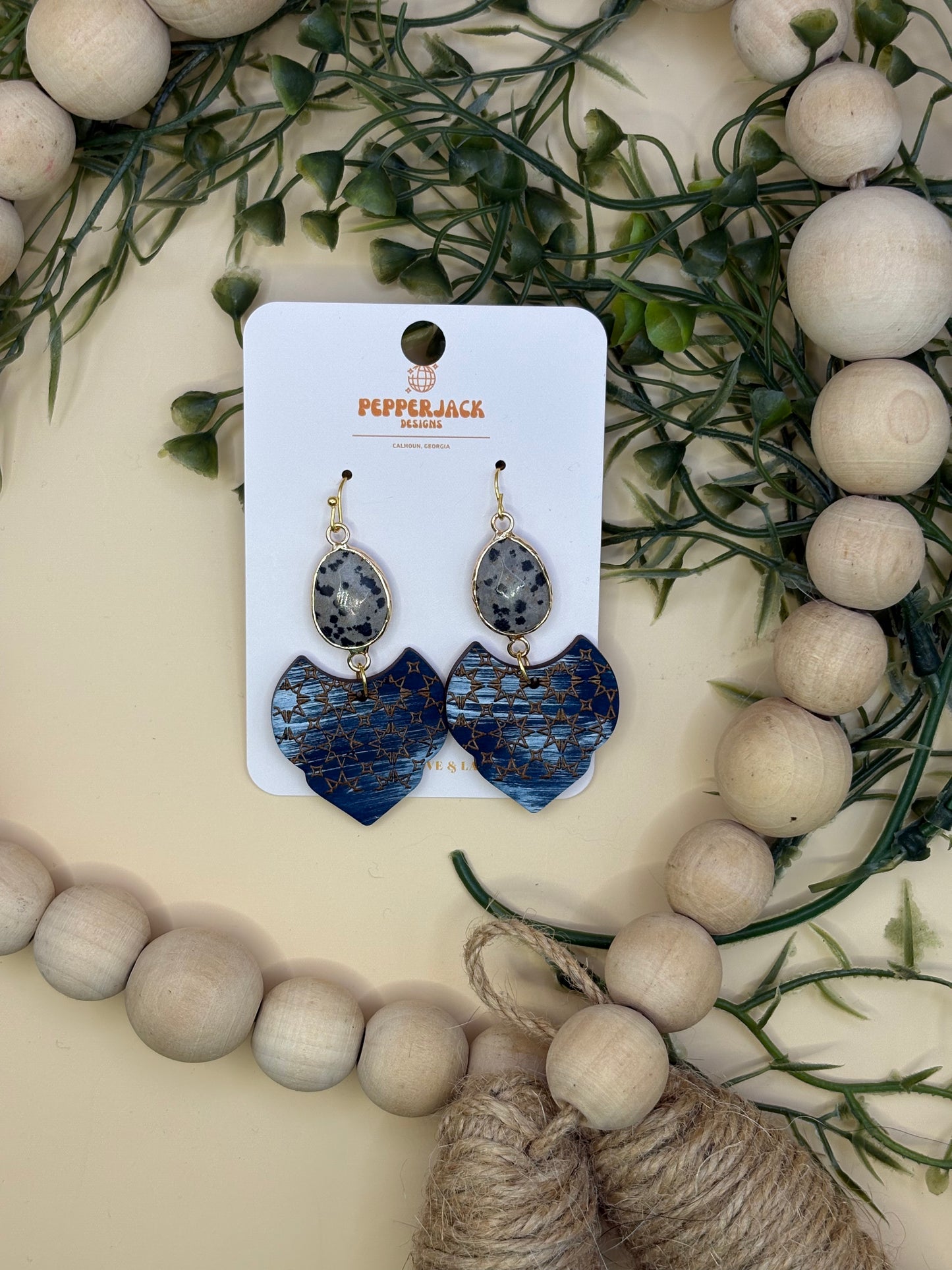Navy Mid Century Style Earrings