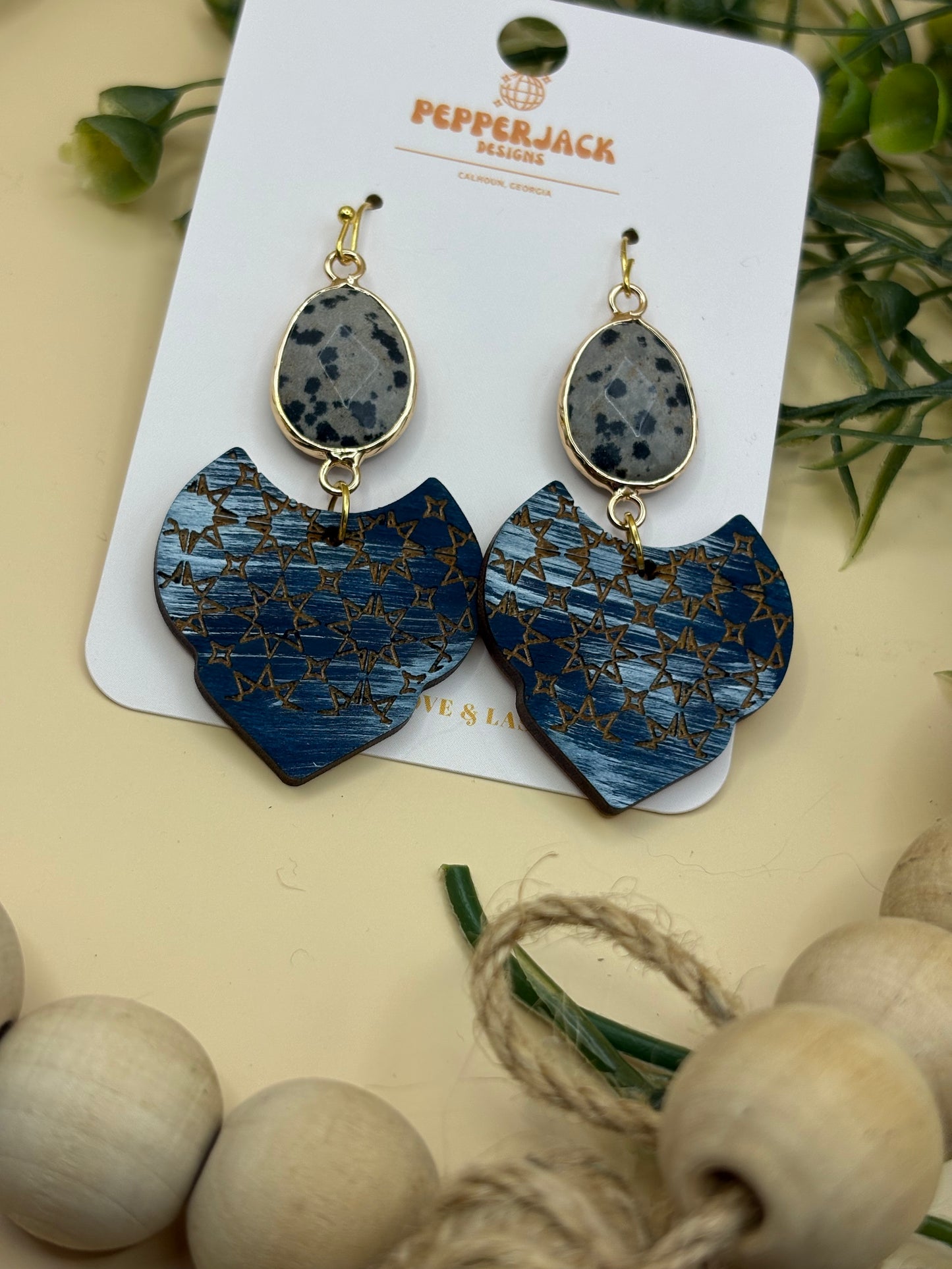 Navy Mid Century Style Earrings
