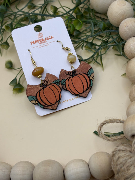 Pumpkin Patch Drop Bead Earrings
