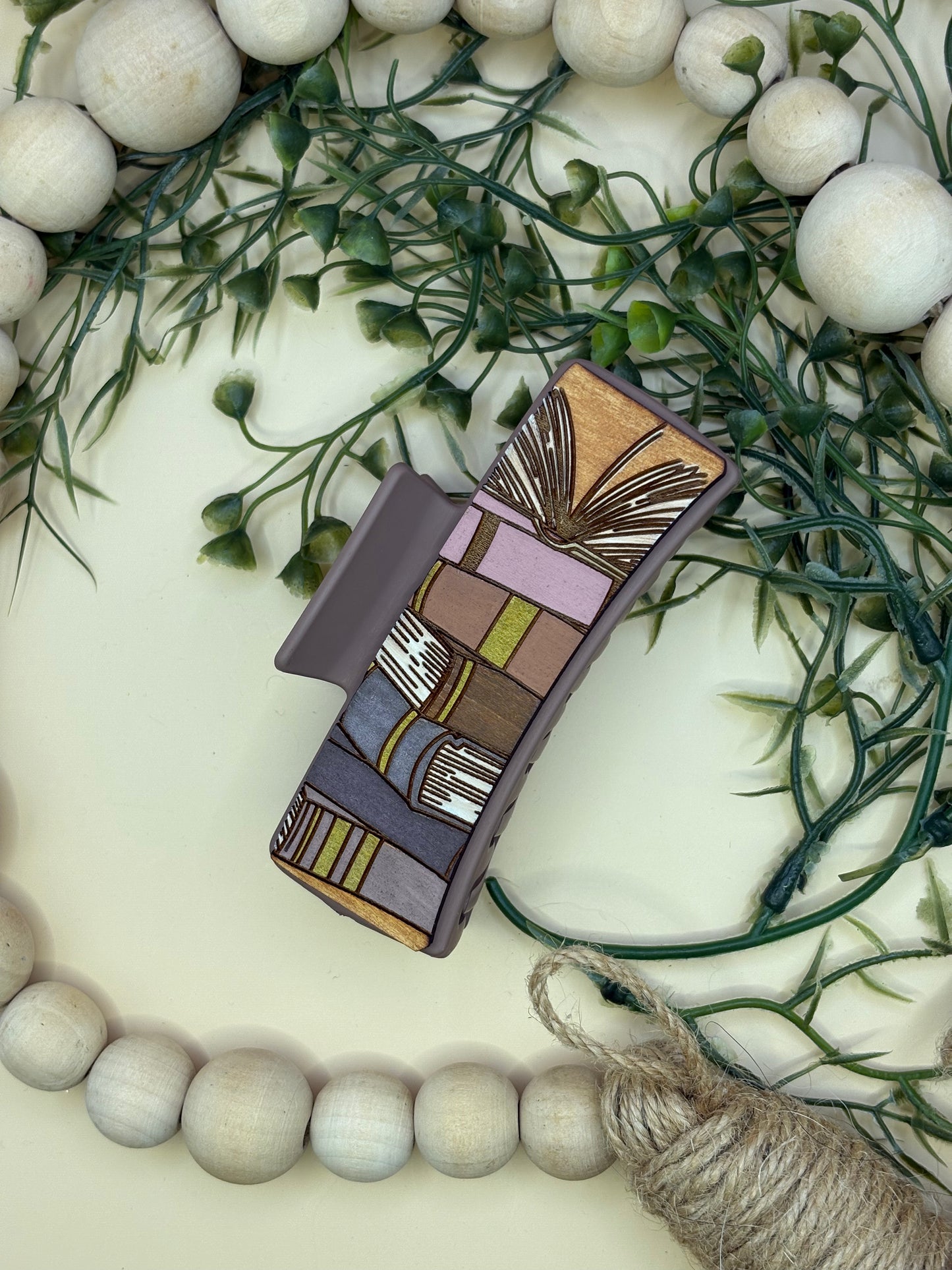 Stacked Books Claw Clip