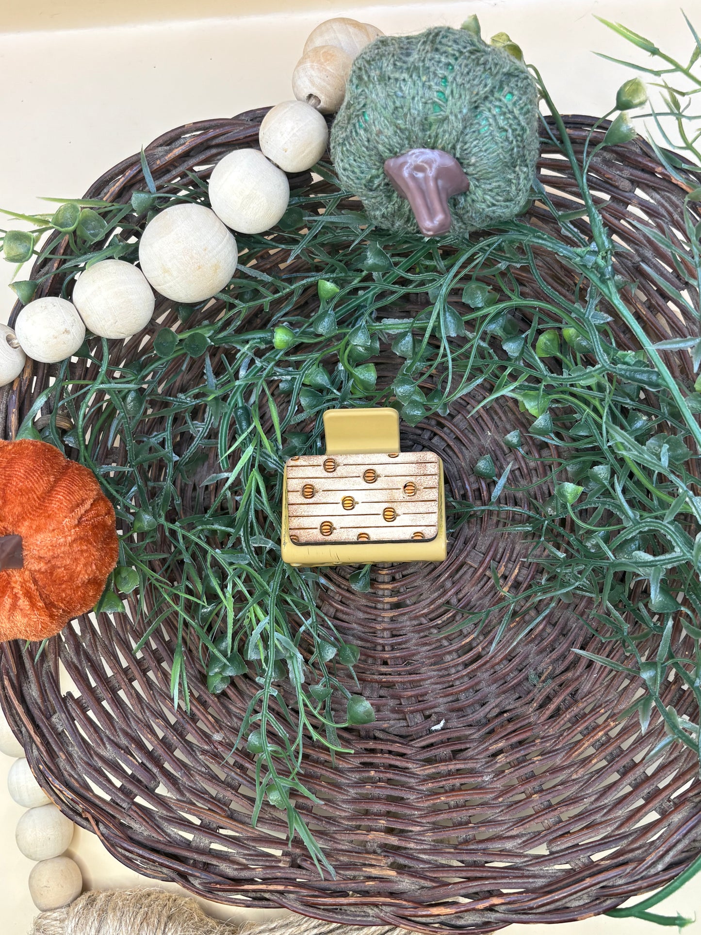 Rustic Pumpkin Striped Mini Claw Clip