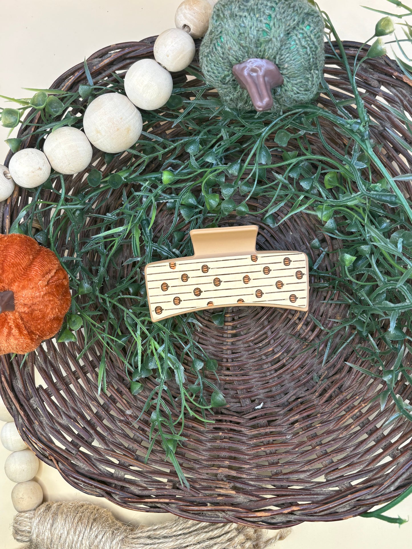 Cute Striped Pumpkin Pattern Small Claw Clip