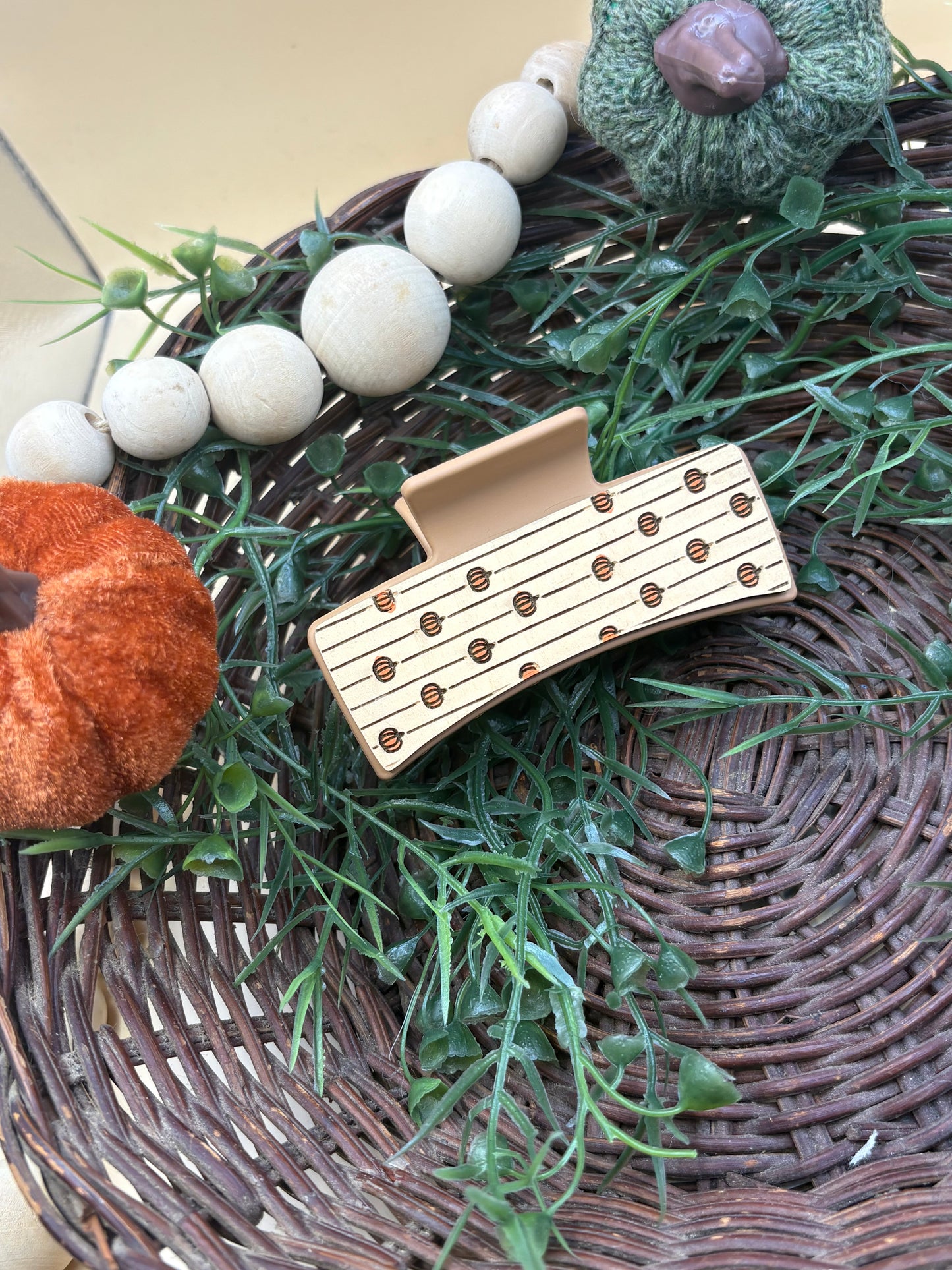 Cute Striped Pumpkin Pattern Small Claw Clip