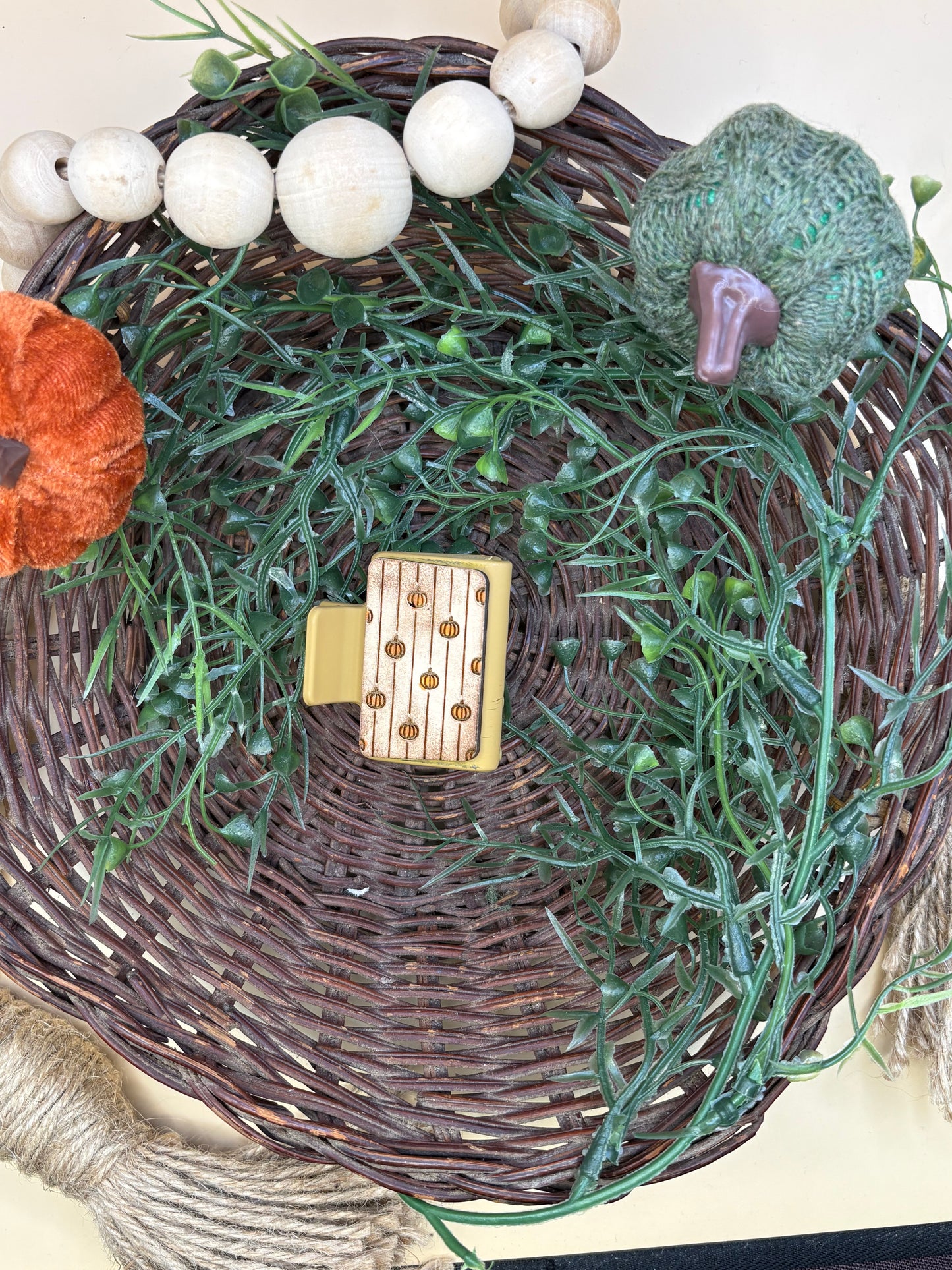 Rustic Pumpkin Striped Mini Claw Clip