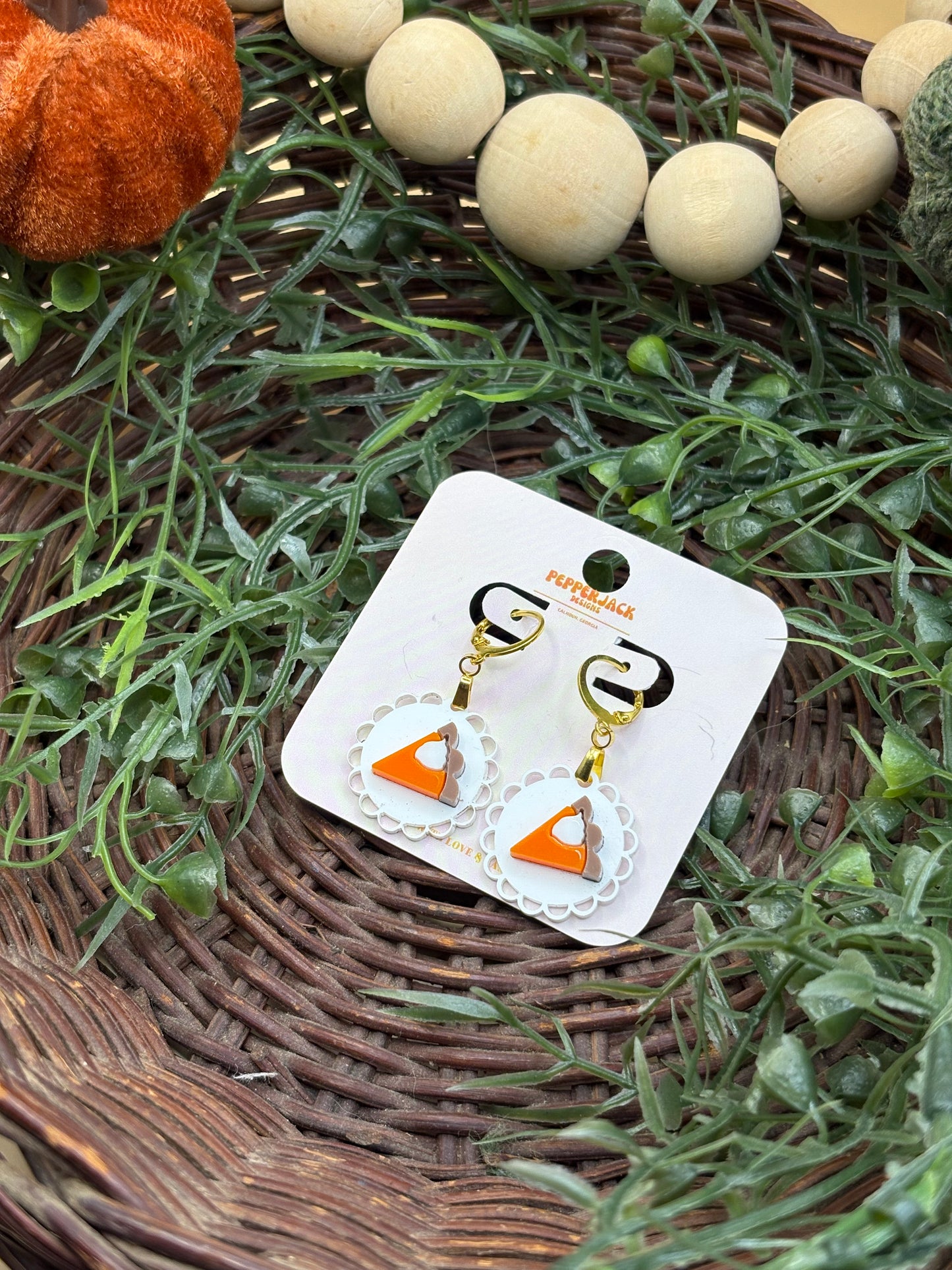 Pumpkin Pie On A Plate Earrings